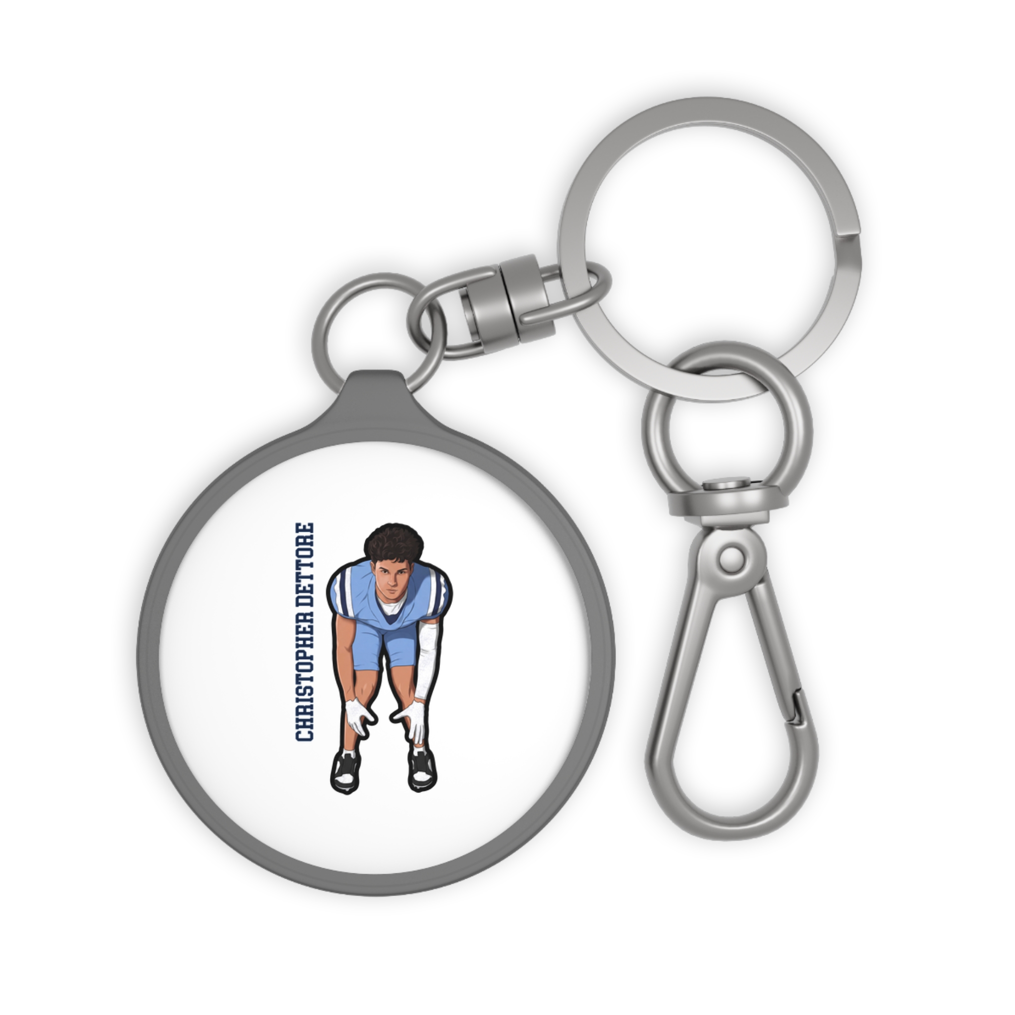 Keychain — character_name_vertical in Grey