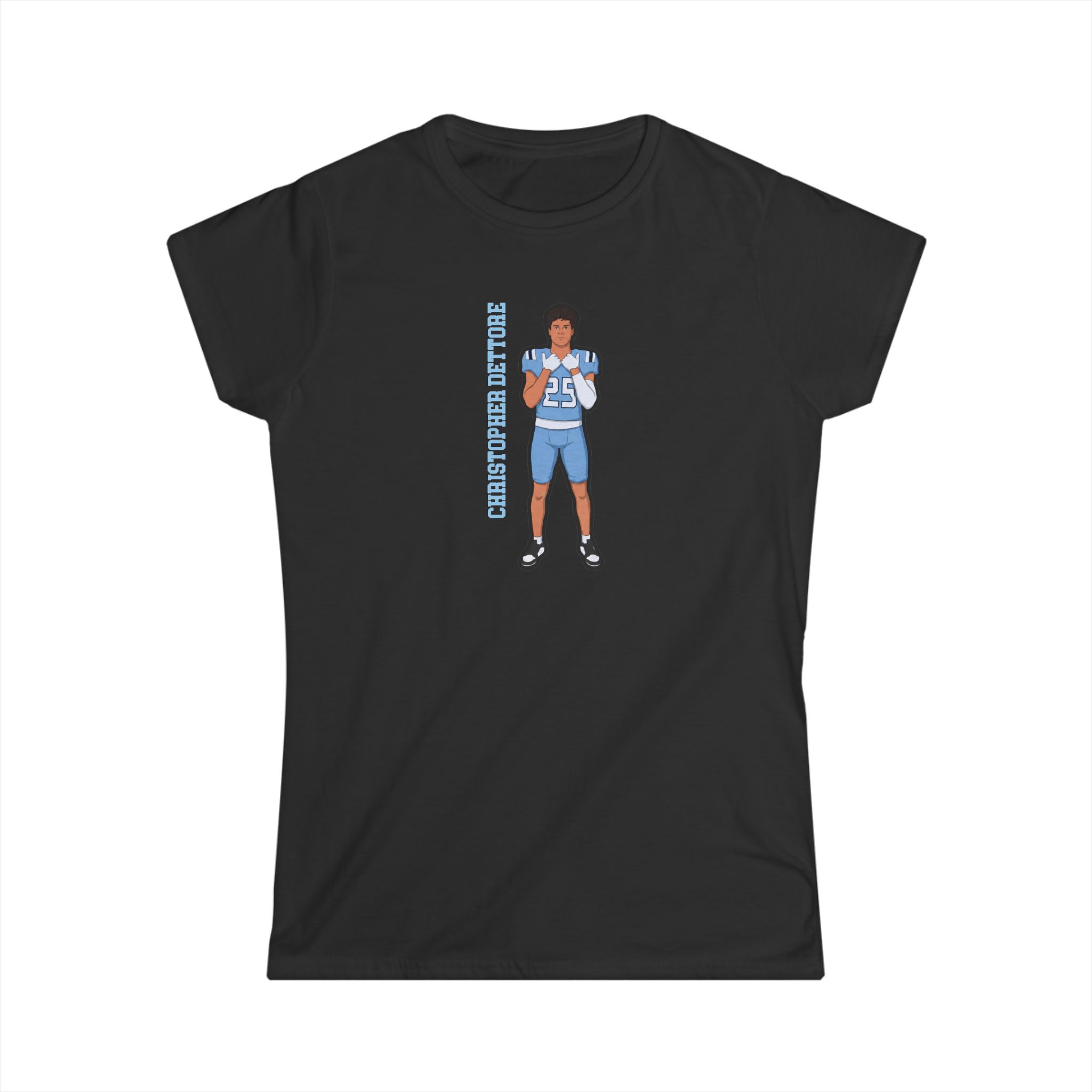 Women's Softstyle Tee — character_name_vertical in Black