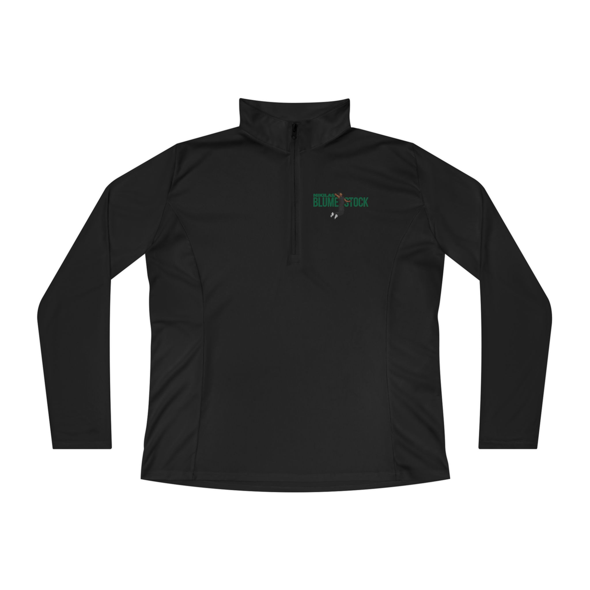 Women's Q-Zip Pullover — character_player_name in Black