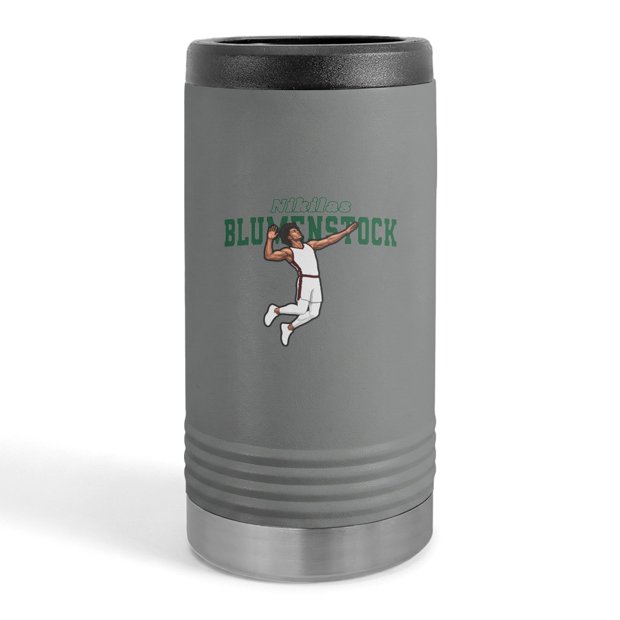 Slim Stainless Can Cooler — character_name_arch in Grey