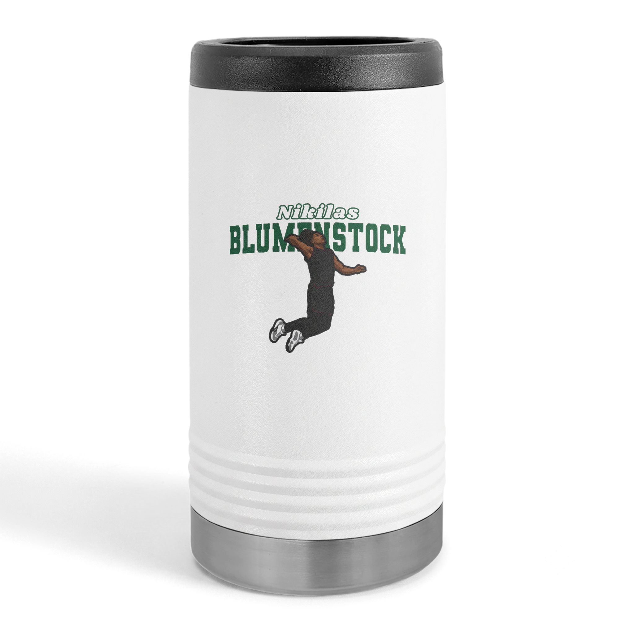Slim Stainless Can Cooler — character_name_arch in White
