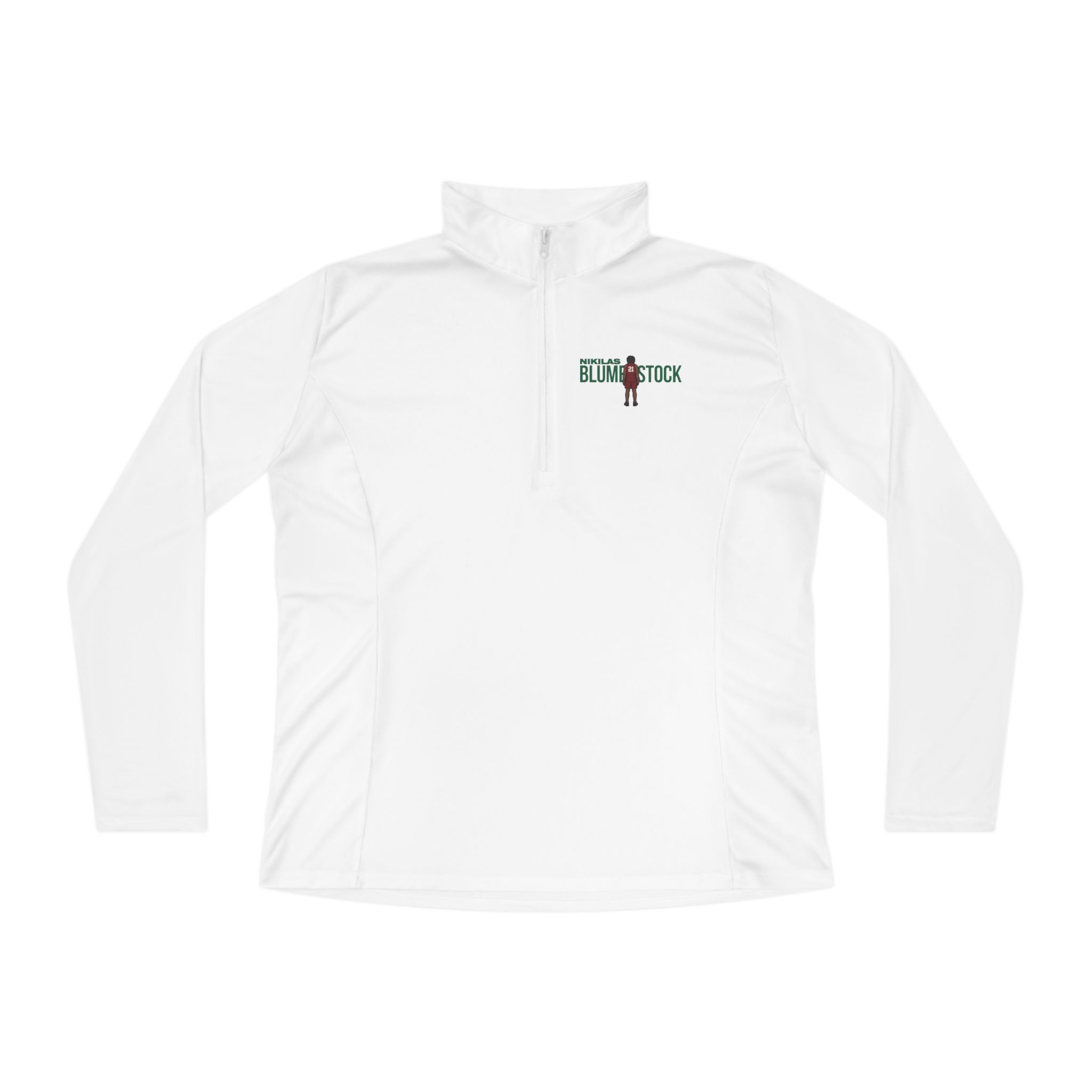 Women's Q-Zip Pullover — character_player_name in White