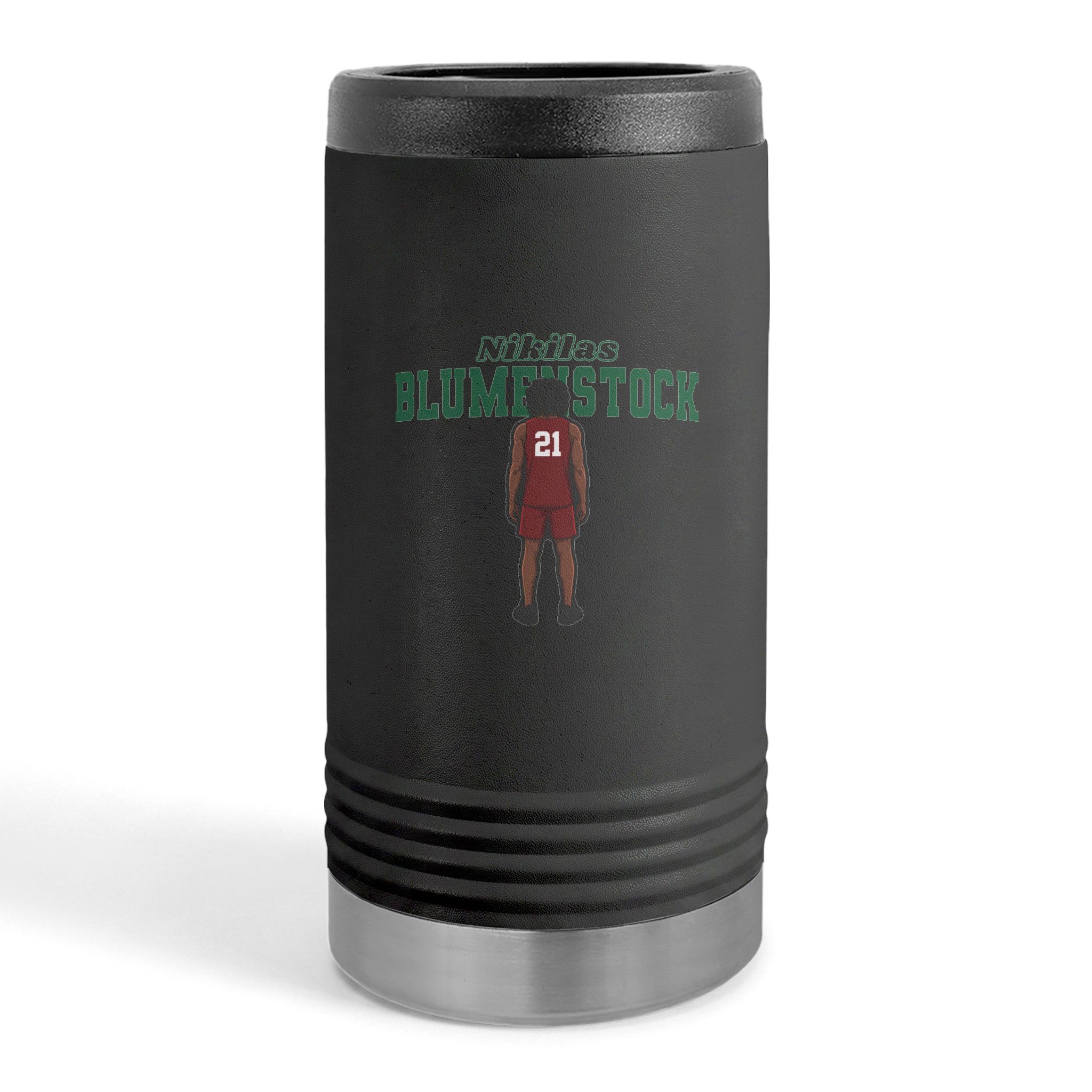 Slim Stainless Can Cooler — character_name_arch in Black