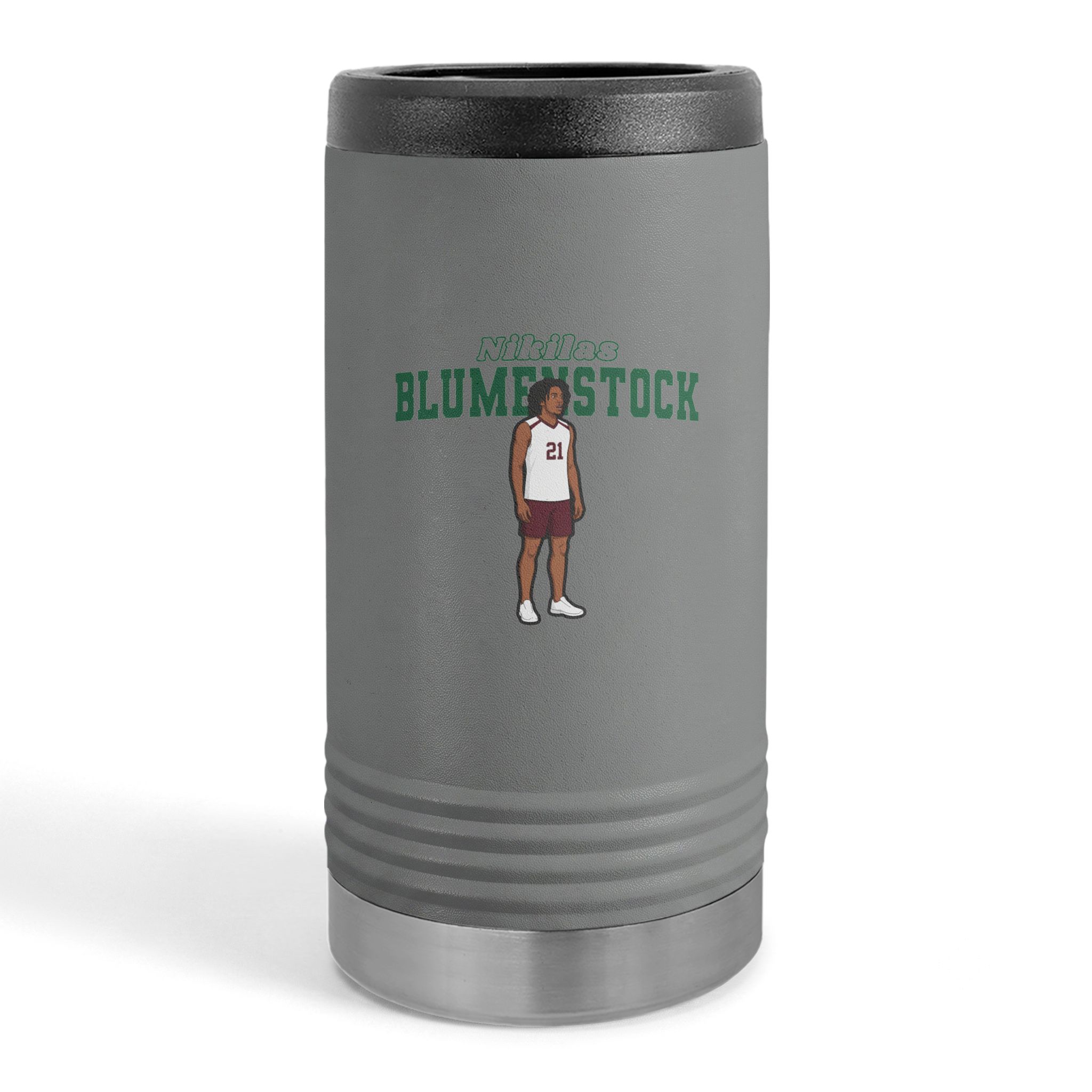 Slim Stainless Can Cooler — character_name_arch in Grey