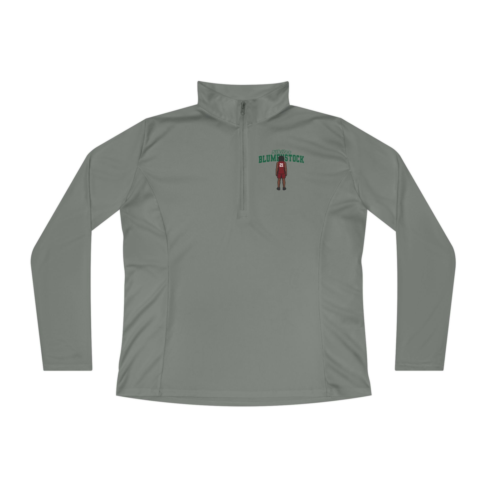 Women's Q-Zip Pullover — character_name_arch in Grey