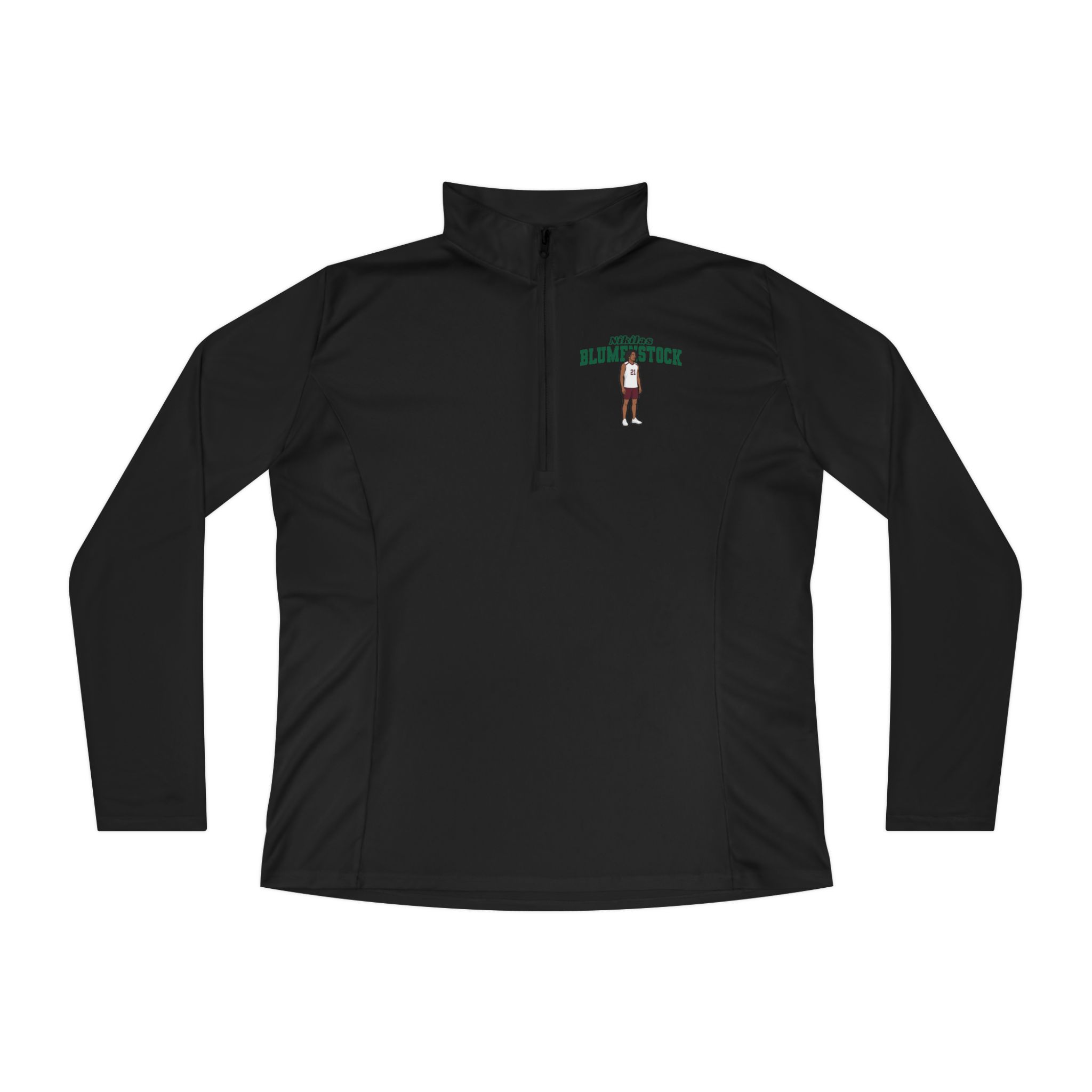 Women's Q-Zip Pullover — character_name_arch in Black
