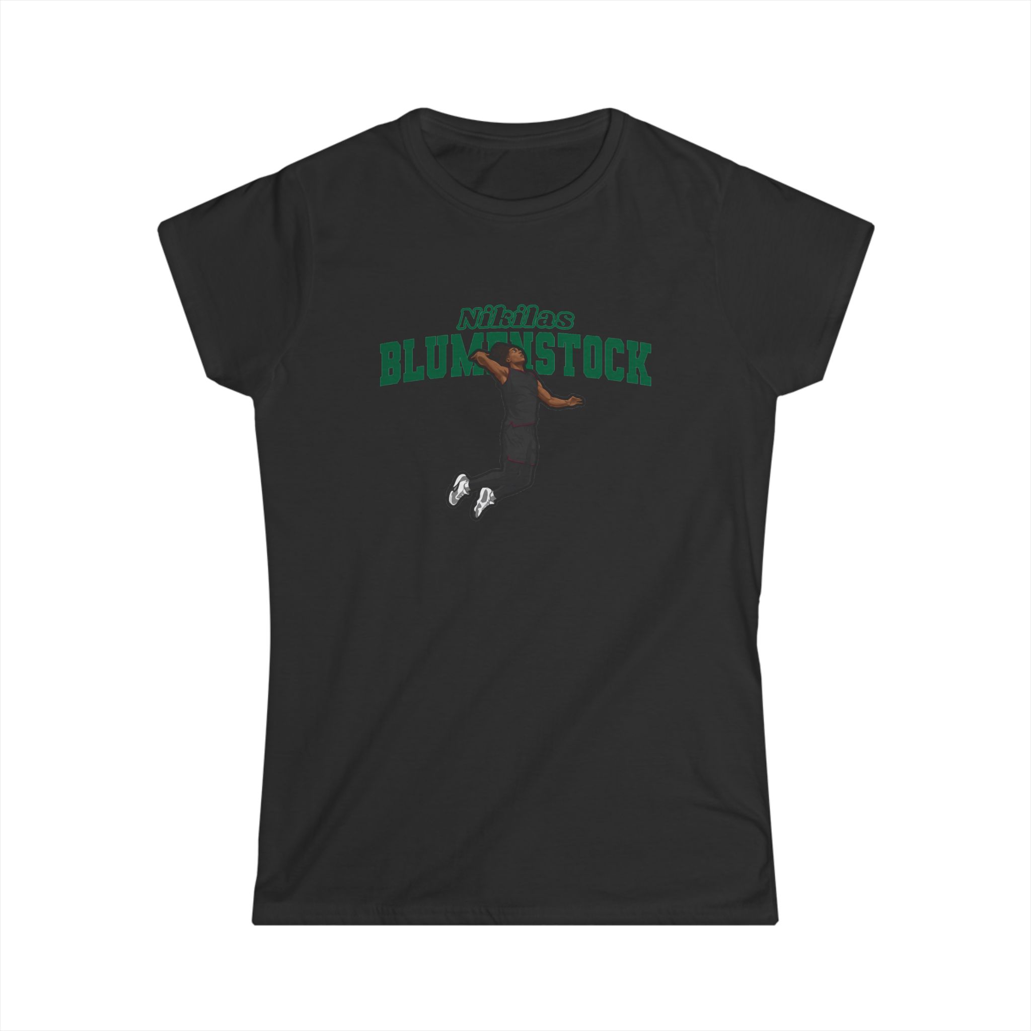 Women's Softstyle Tee — character_name_arch in Black