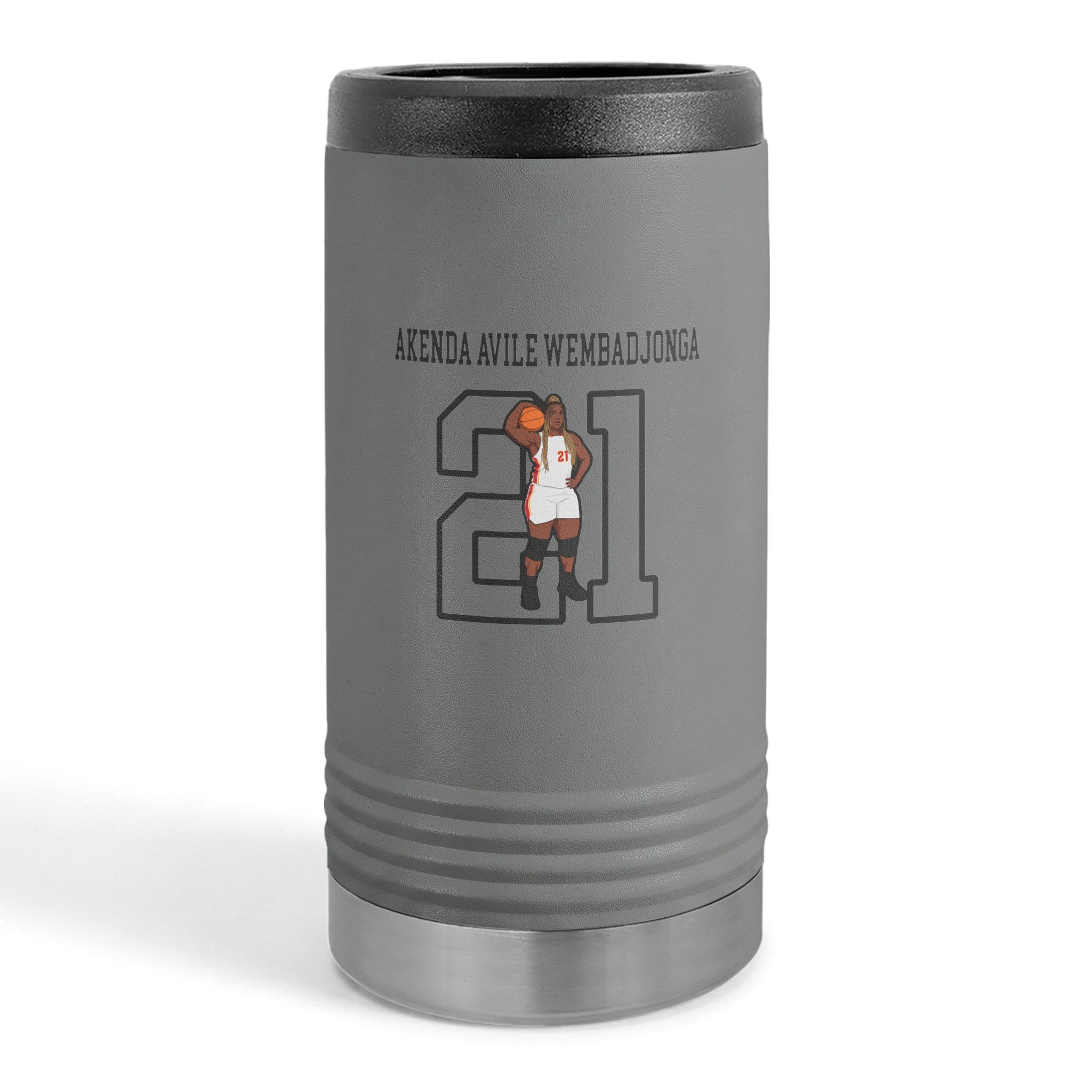 Slim Stainless Can Cooler — character_shirsey in Grey