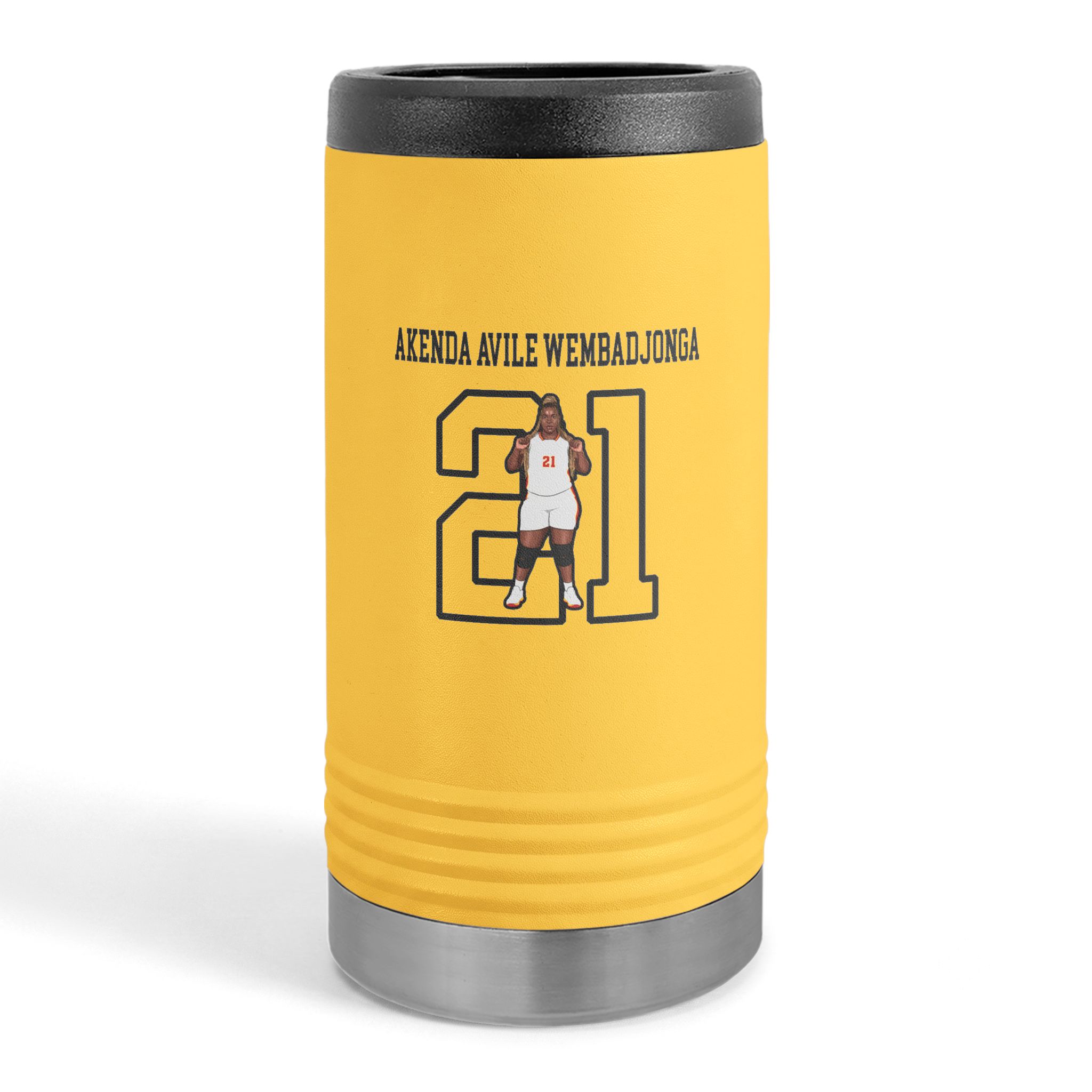 Slim Stainless Can Cooler — character_shirsey in Yellow