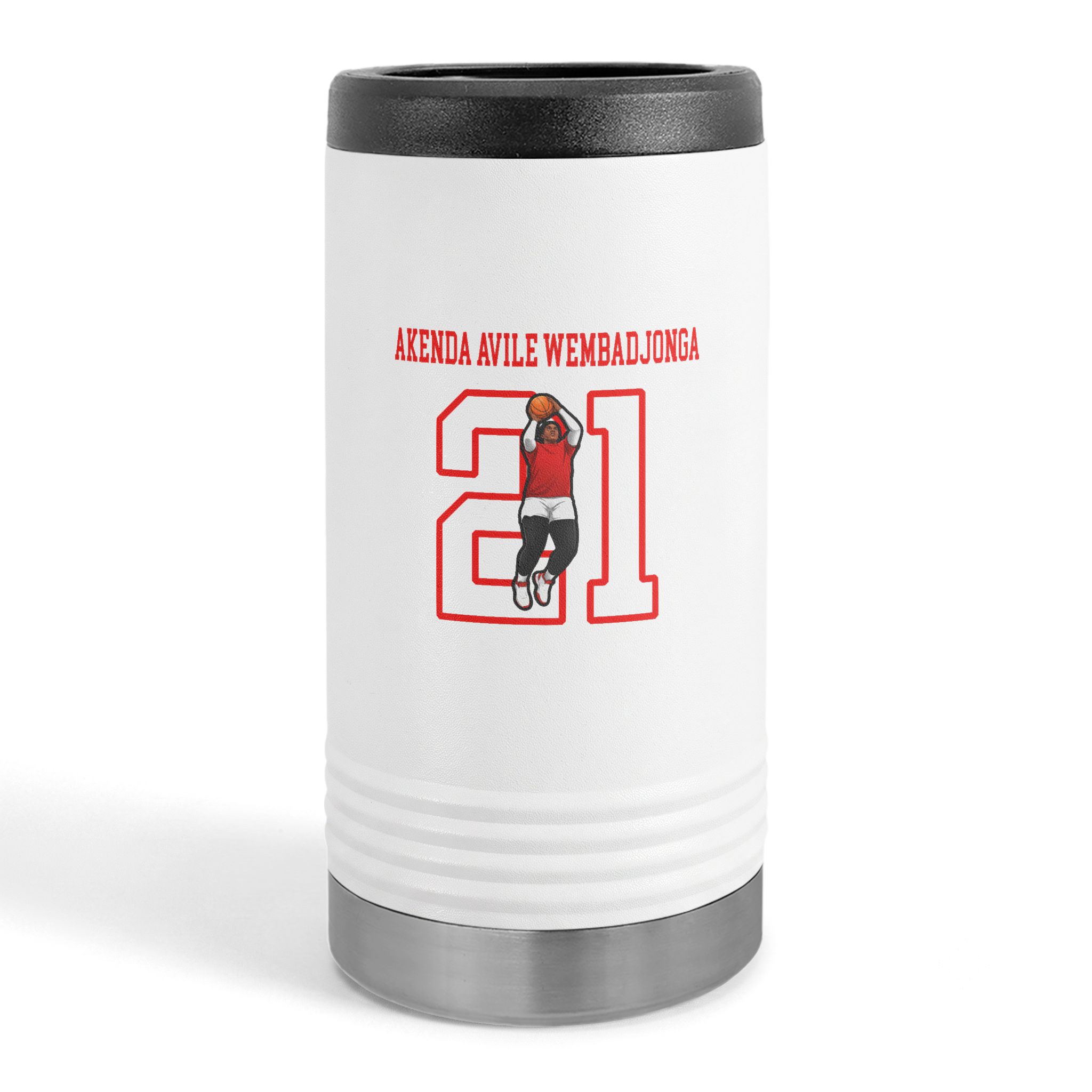 Slim Stainless Can Cooler — character_shirsey in White