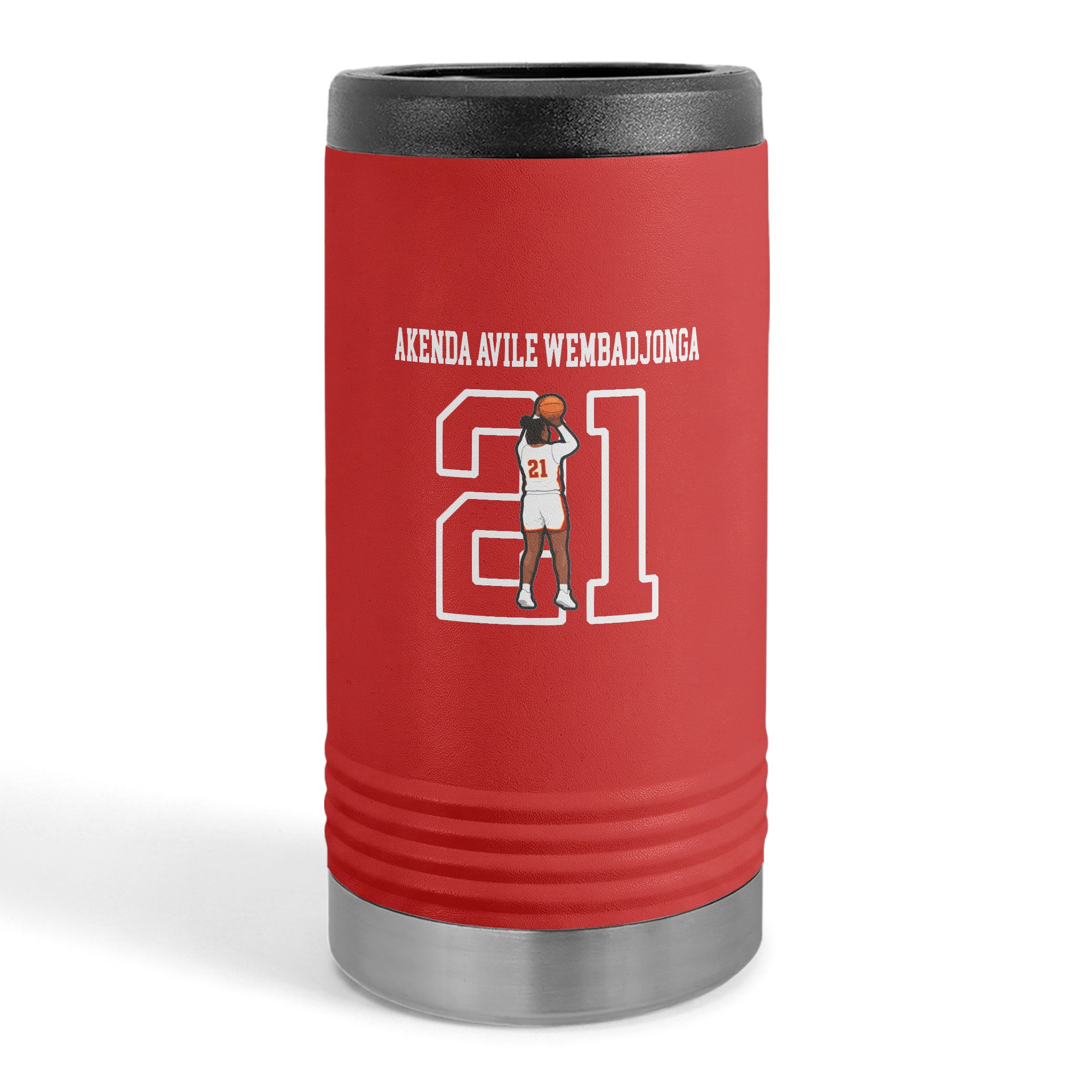 Slim Stainless Can Cooler — character_shirsey in Red