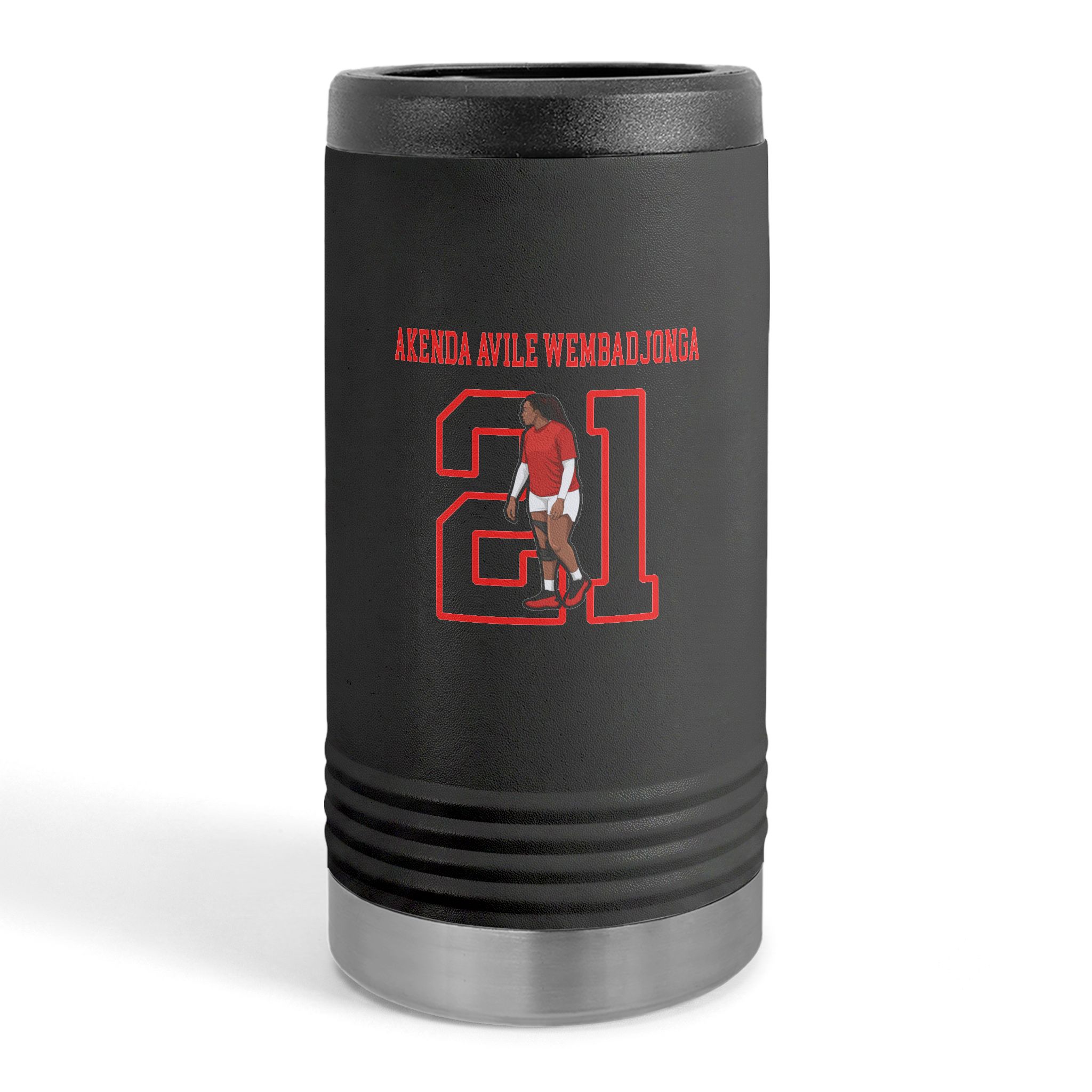Slim Stainless Can Cooler — character_shirsey in Black