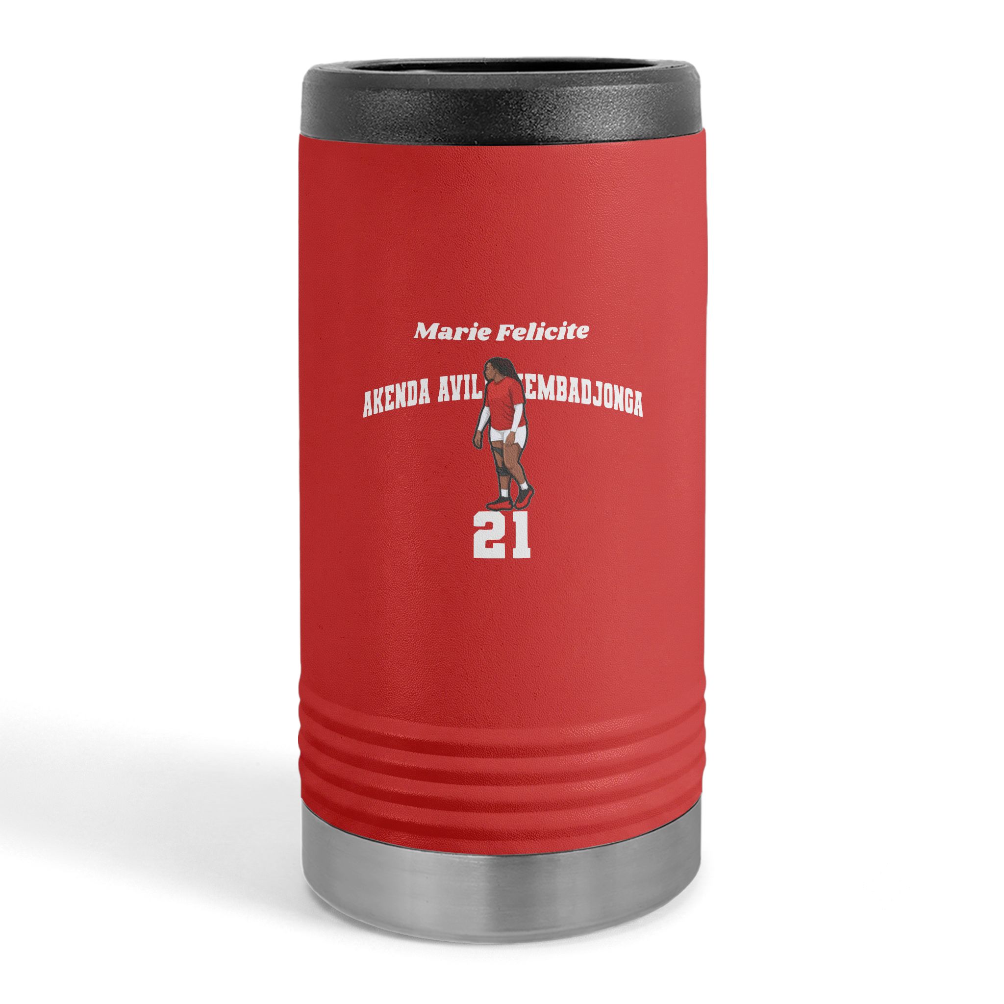 Slim Stainless Can Cooler — character_signature_arch in Red
