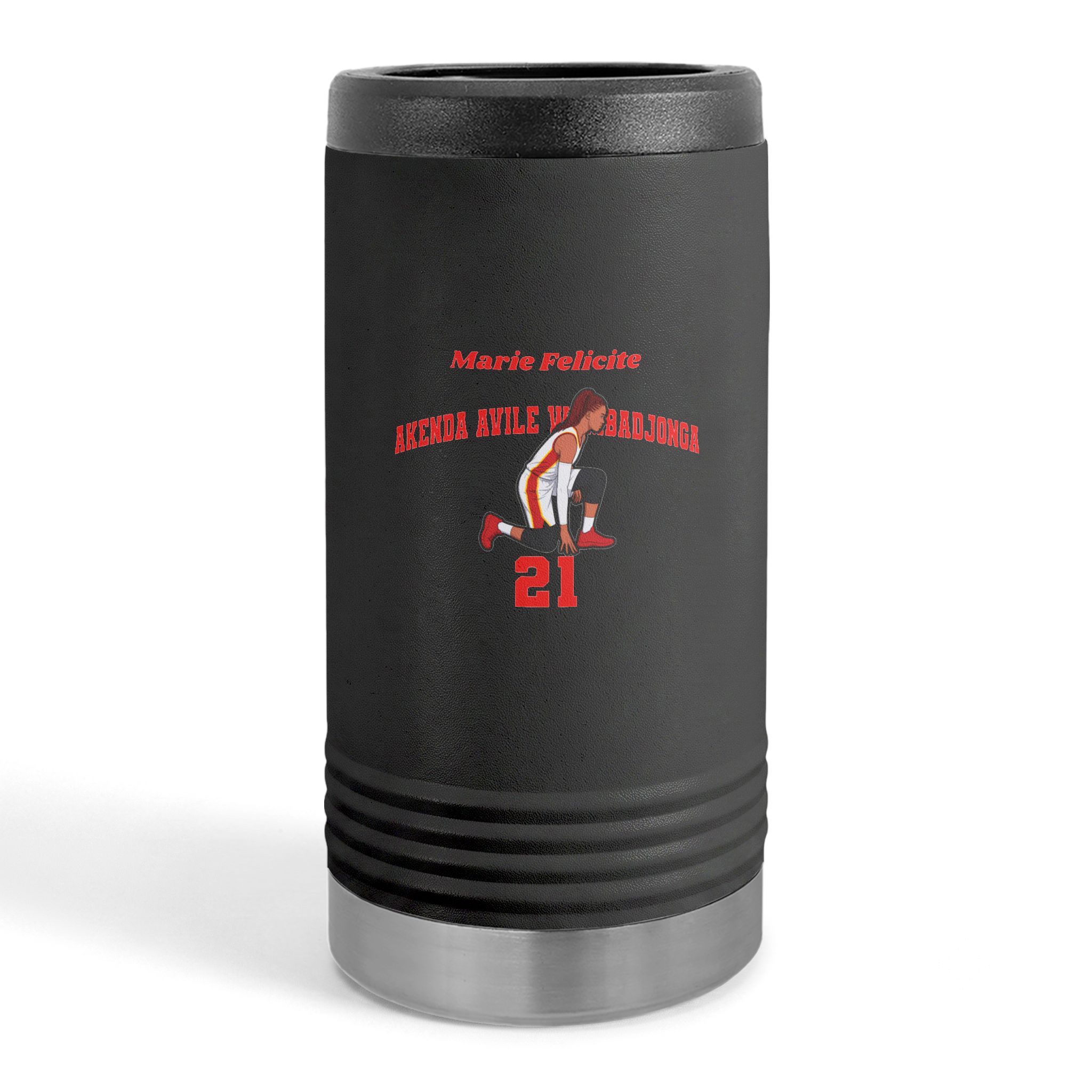 Slim Stainless Can Cooler — character_signature_arch in Black