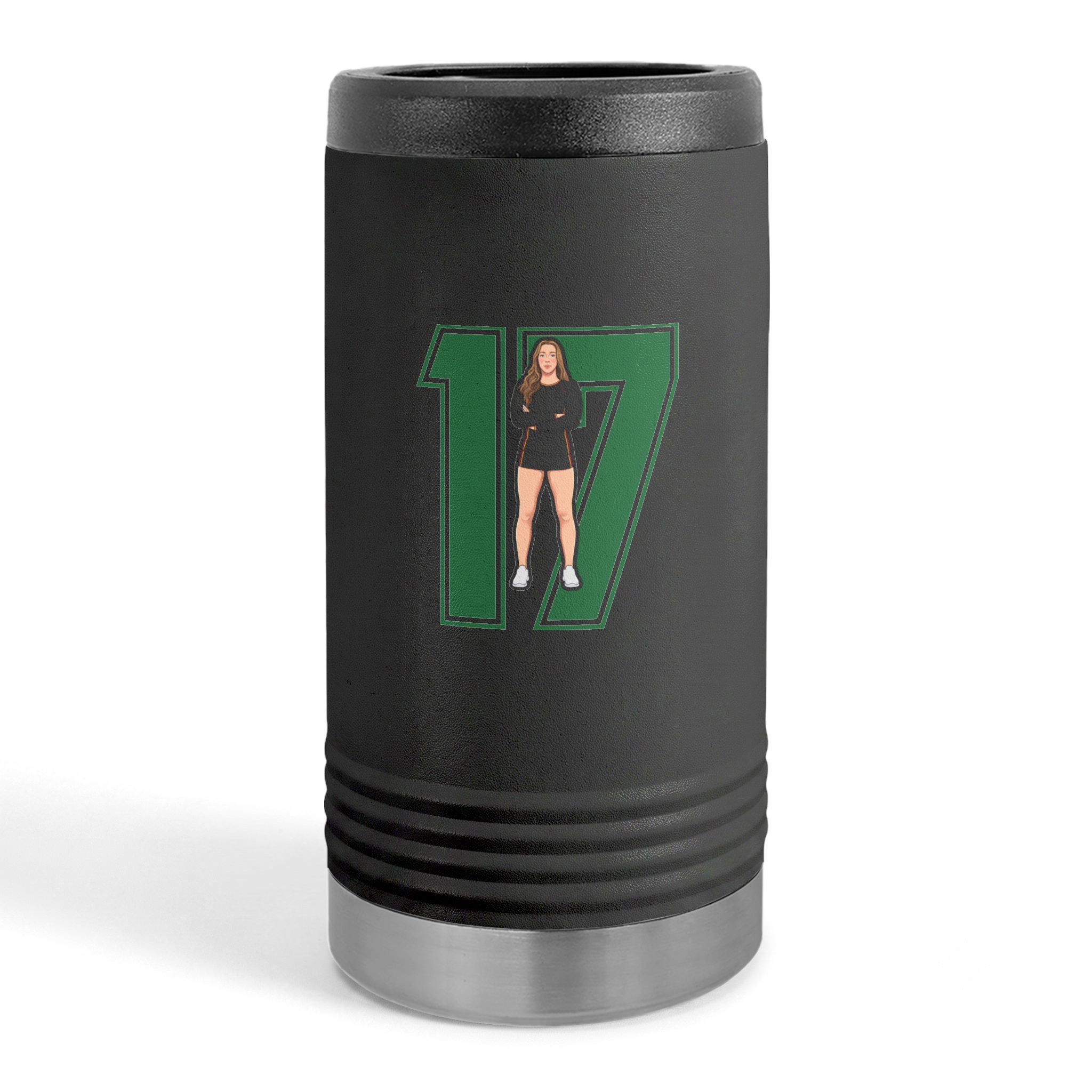 Slim Stainless Can Cooler — character_number in Black