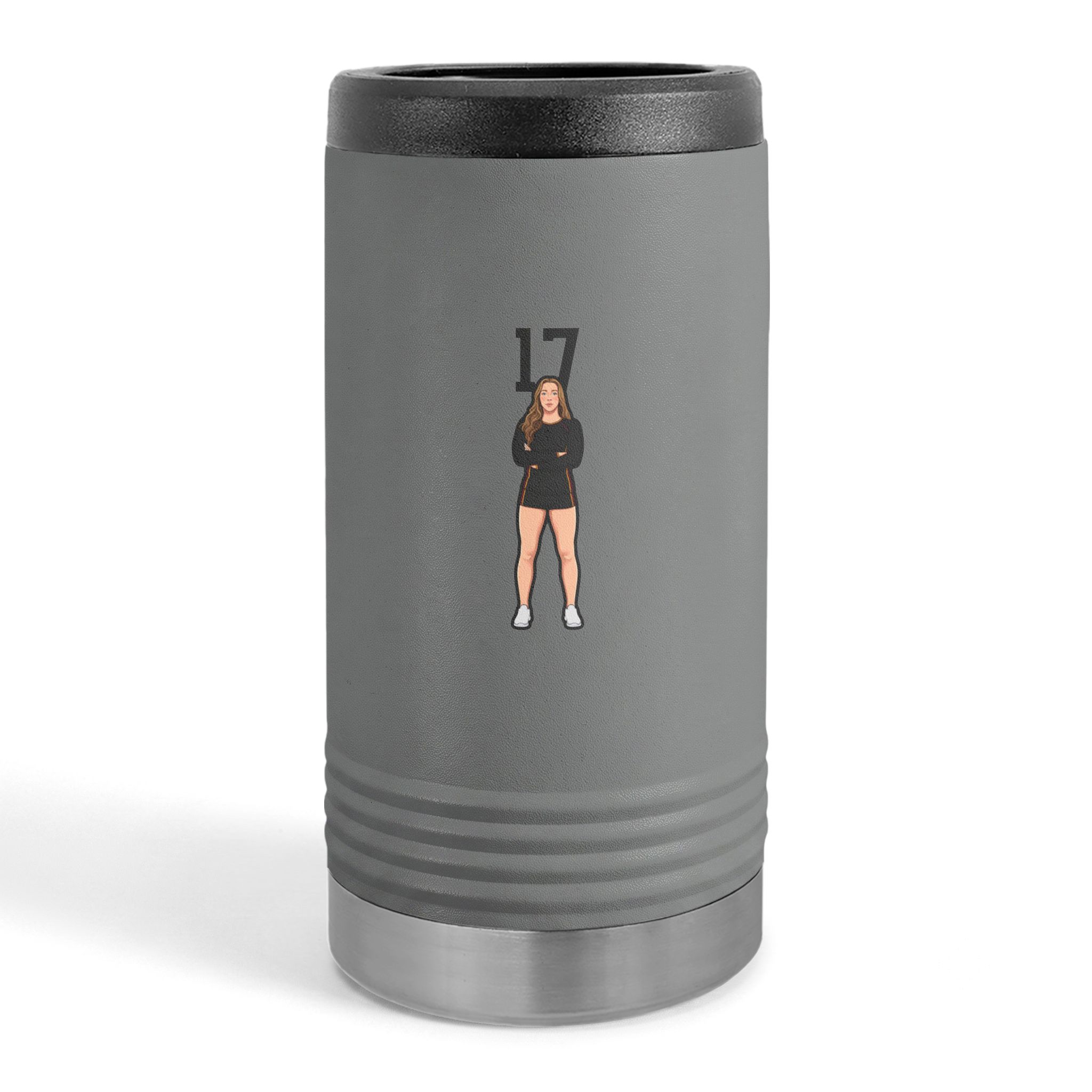 Slim Stainless Can Cooler — character_number_top in Grey