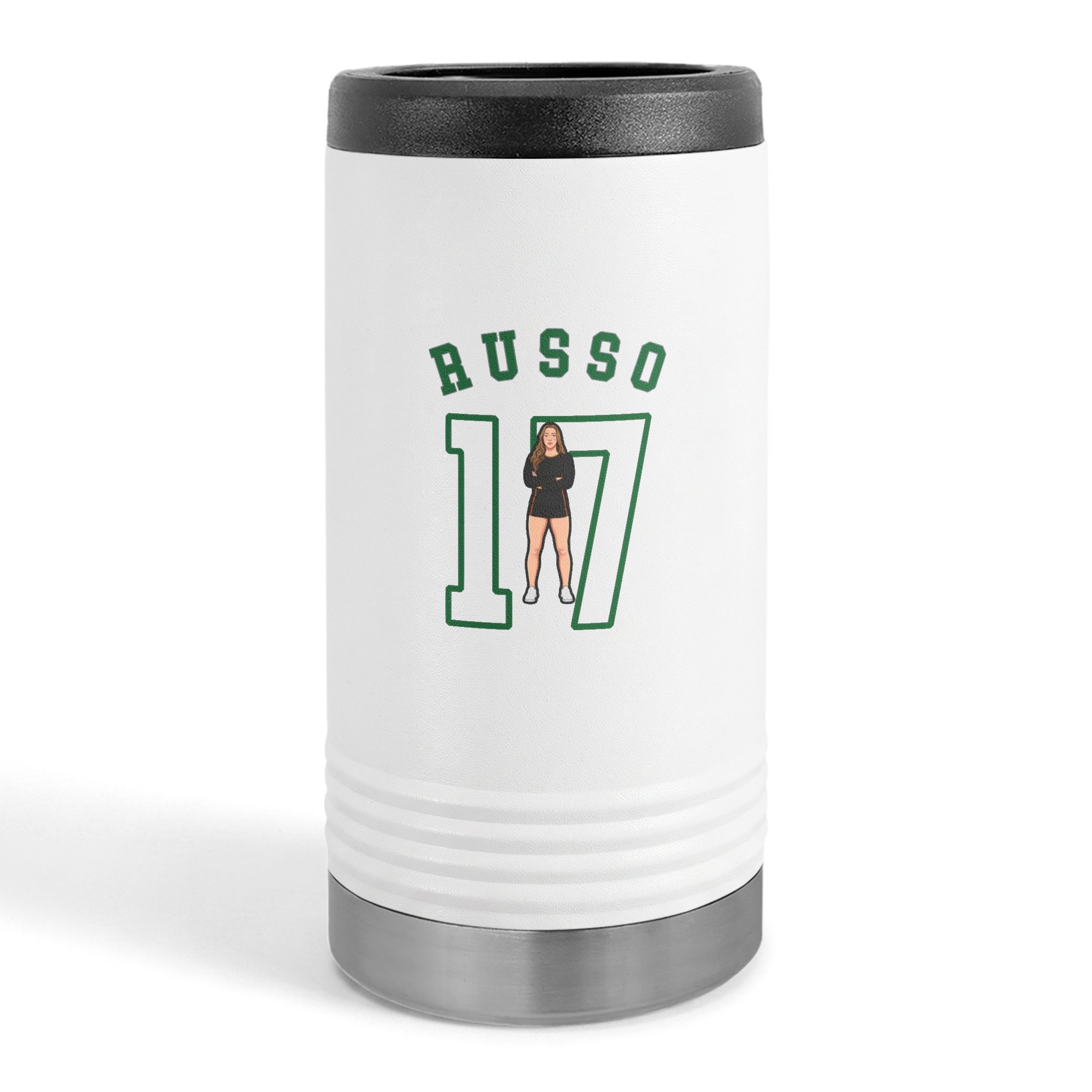 Slim Stainless Can Cooler — character_shirsey_arch in White