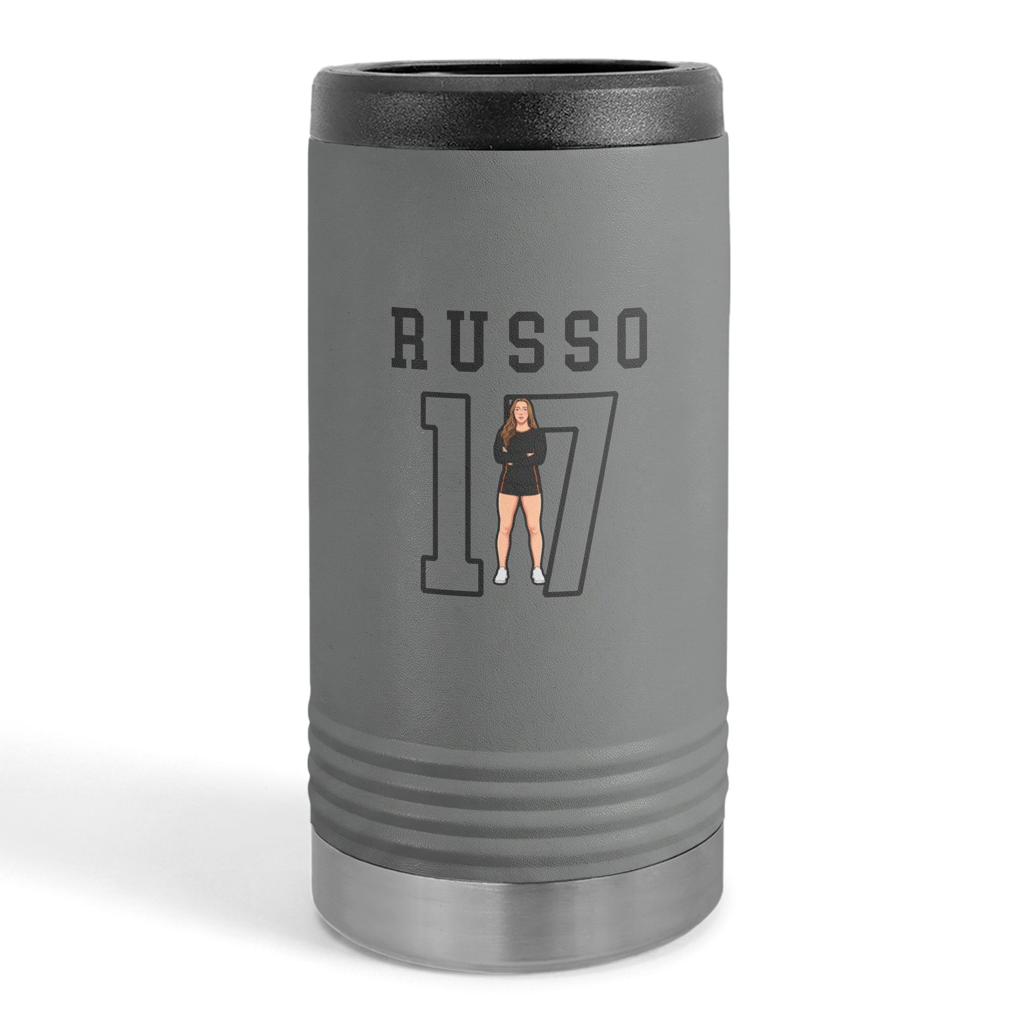 Slim Stainless Can Cooler — character_shirsey in Grey