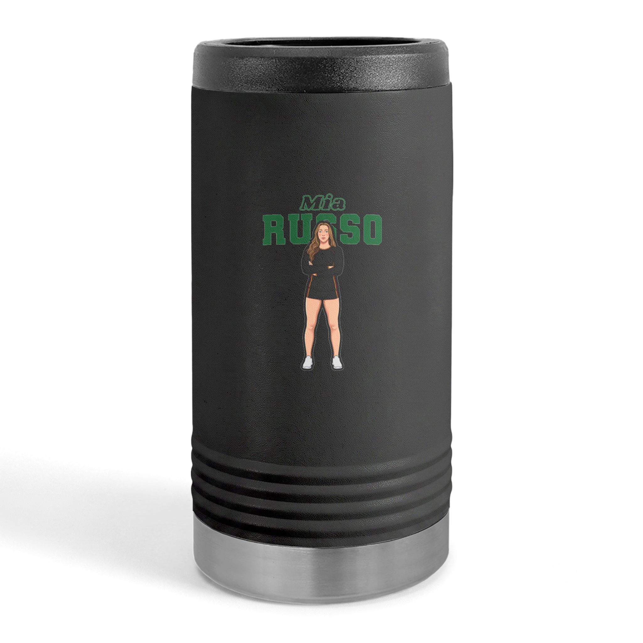 Slim Stainless Can Cooler — character_name_arch in Black