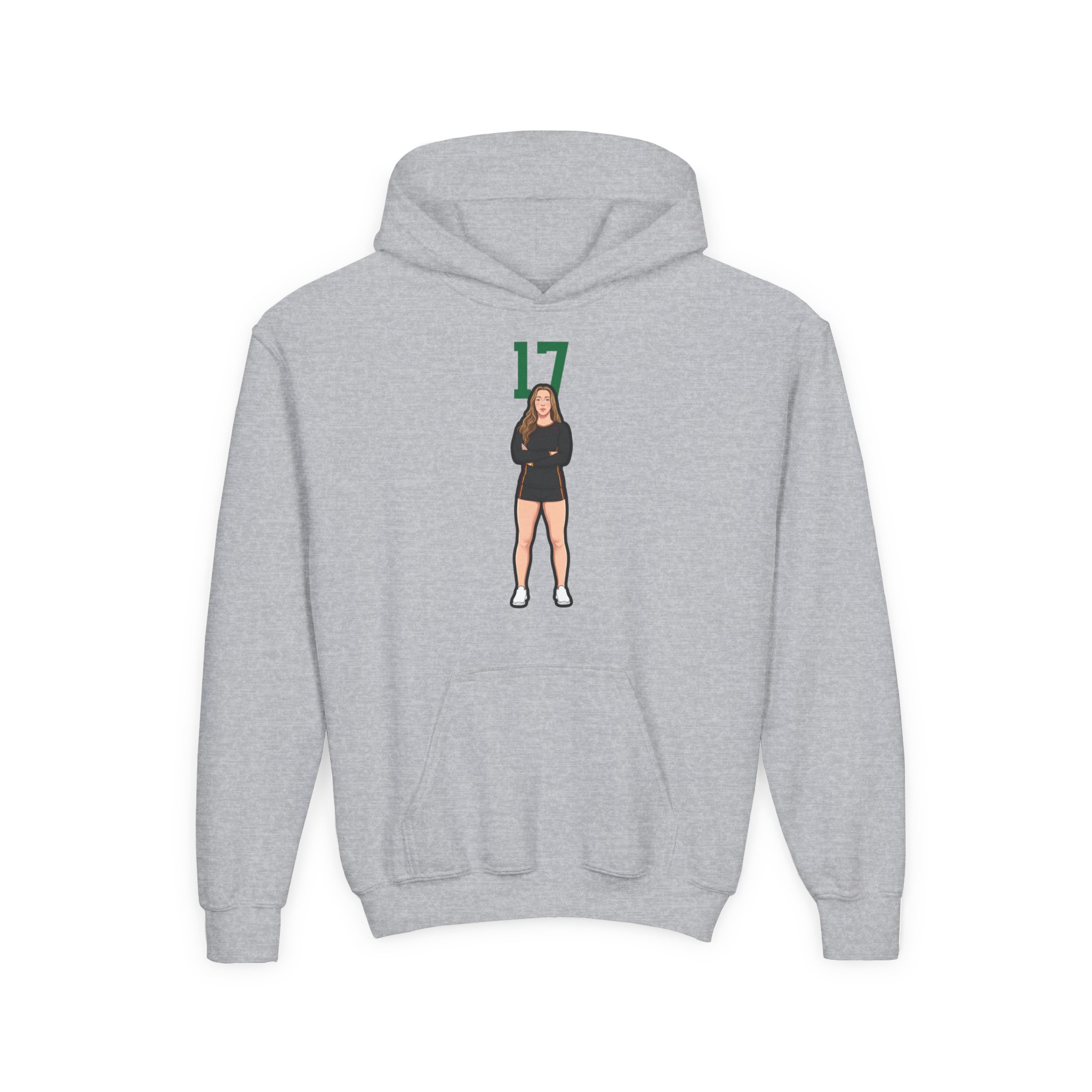 Youth Hoodie — character_number_top in Grey