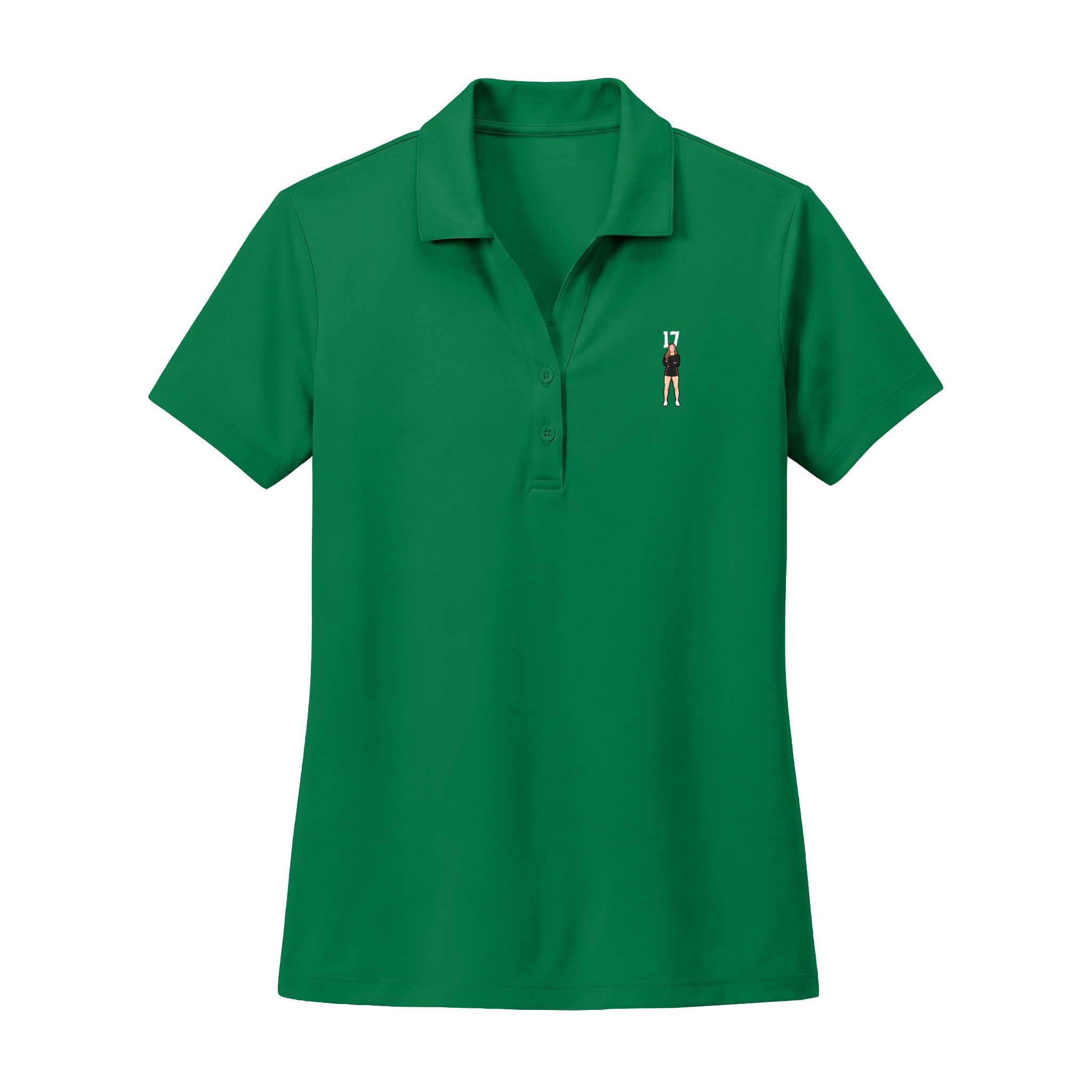 Women's Polo — character_number_top in Green