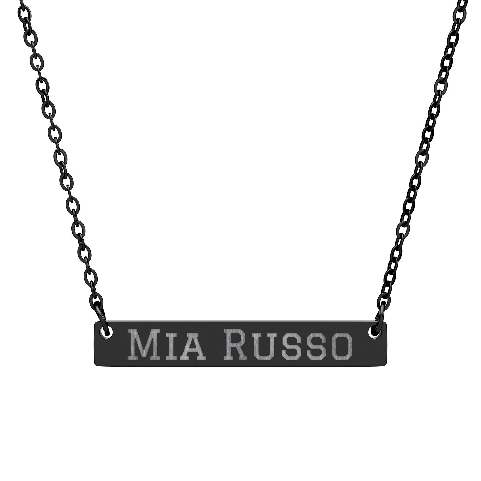 Engraved Bar Necklace — Classic in Black