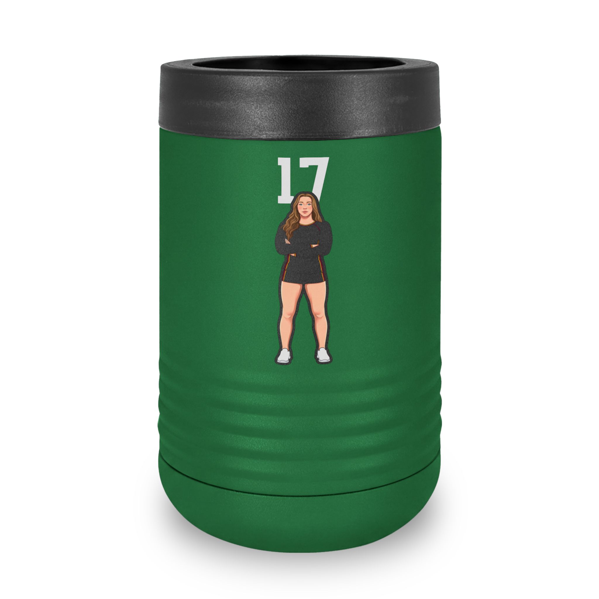 Stainless Can Cooler — character_number_top in Green