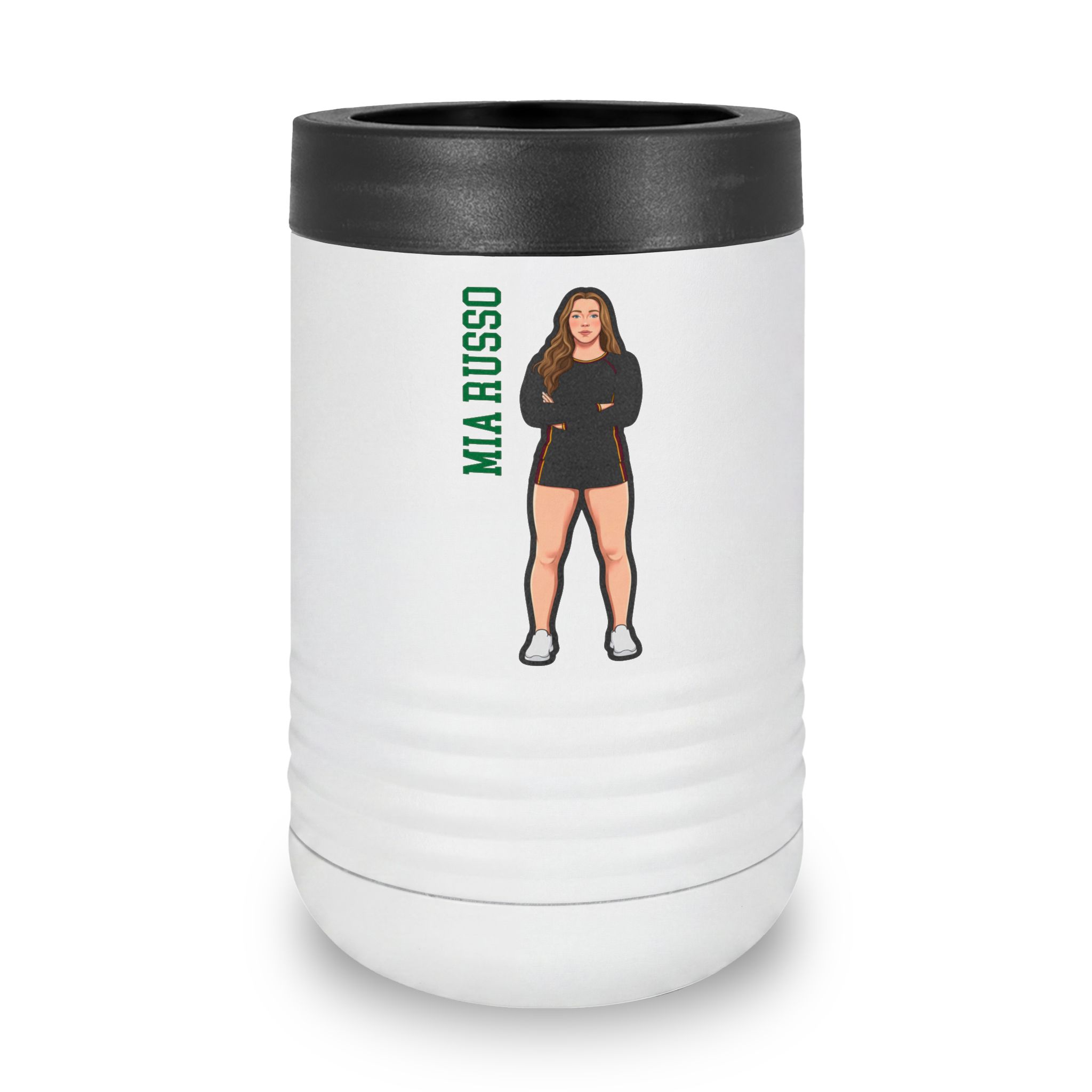 Stainless Can Cooler — character_name_vertical in White