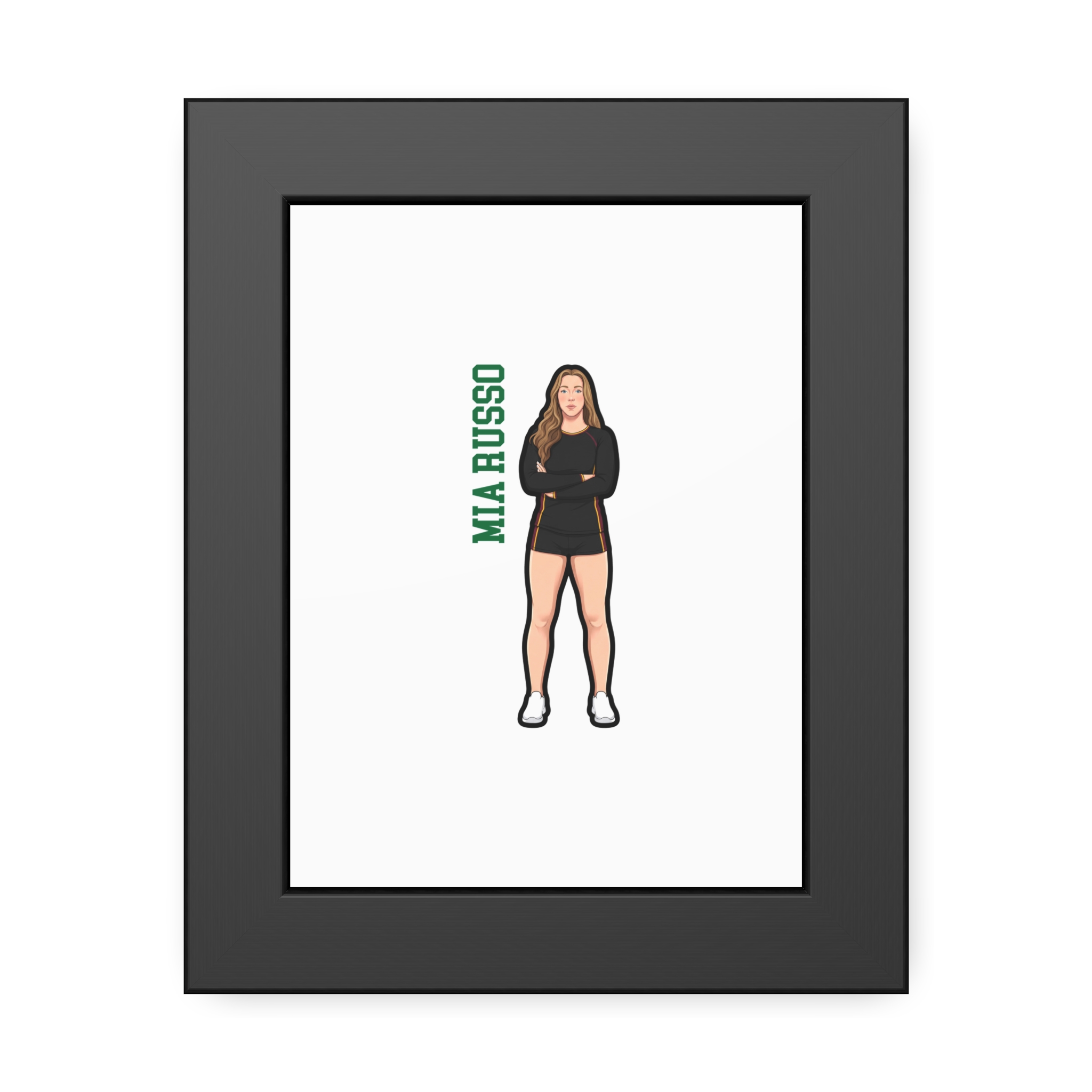 Framed Poster — character_name_vertical in Black