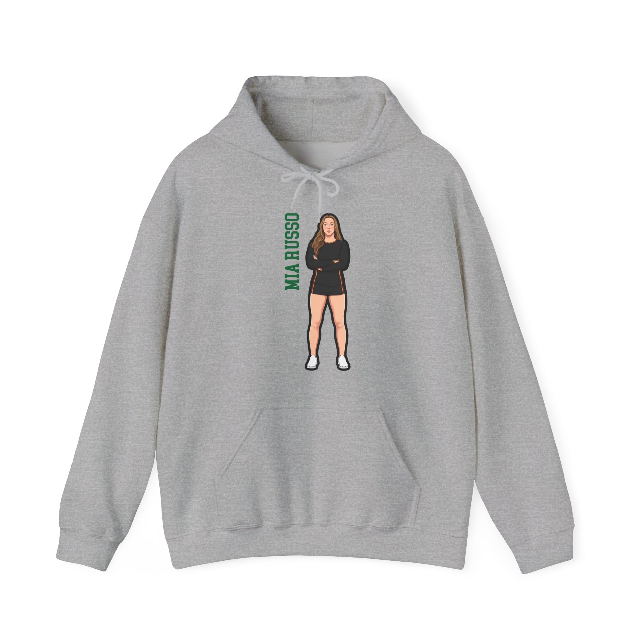 Hoodie — character_name_vertical in Grey