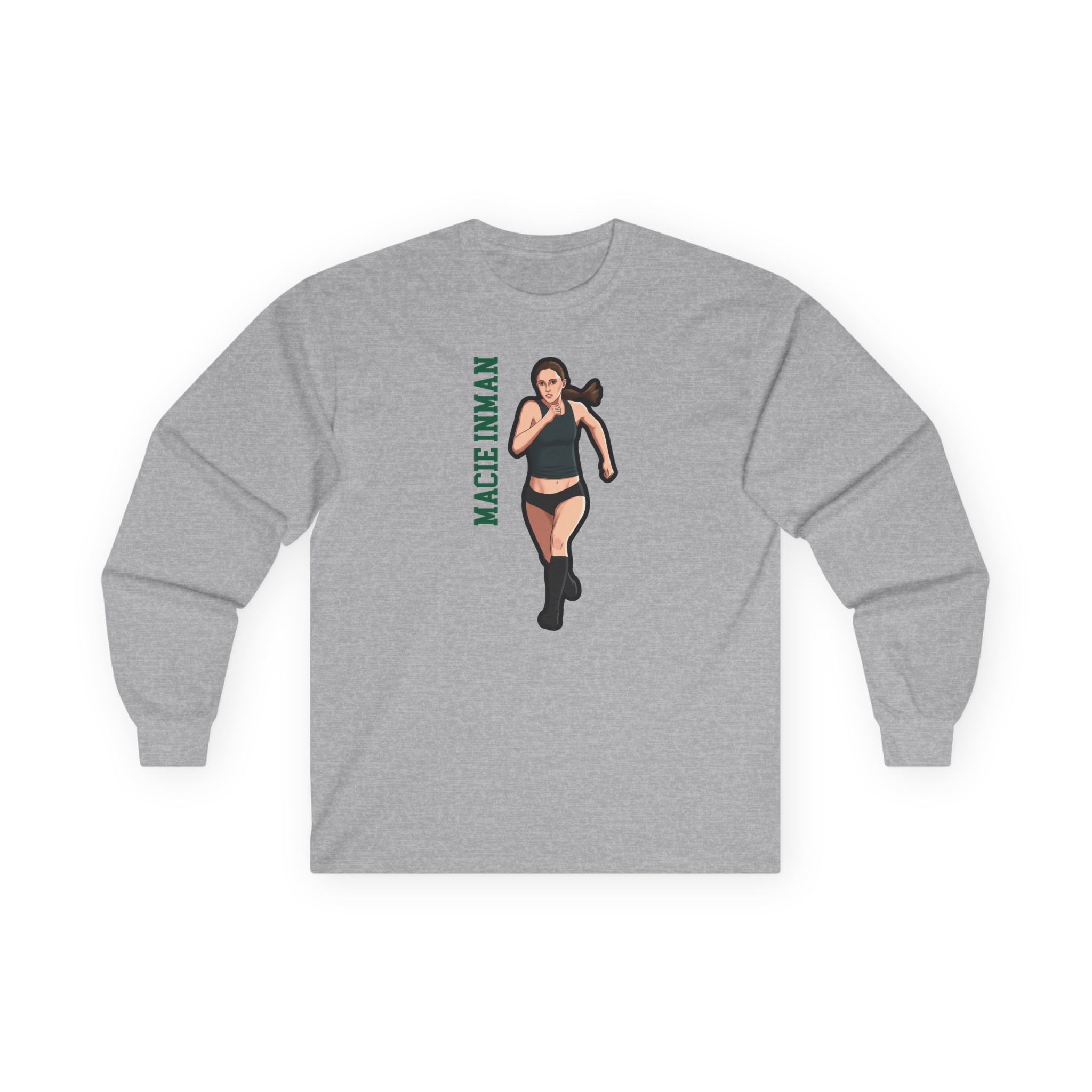 Long Sleeve Tee — character_name_vertical in Grey