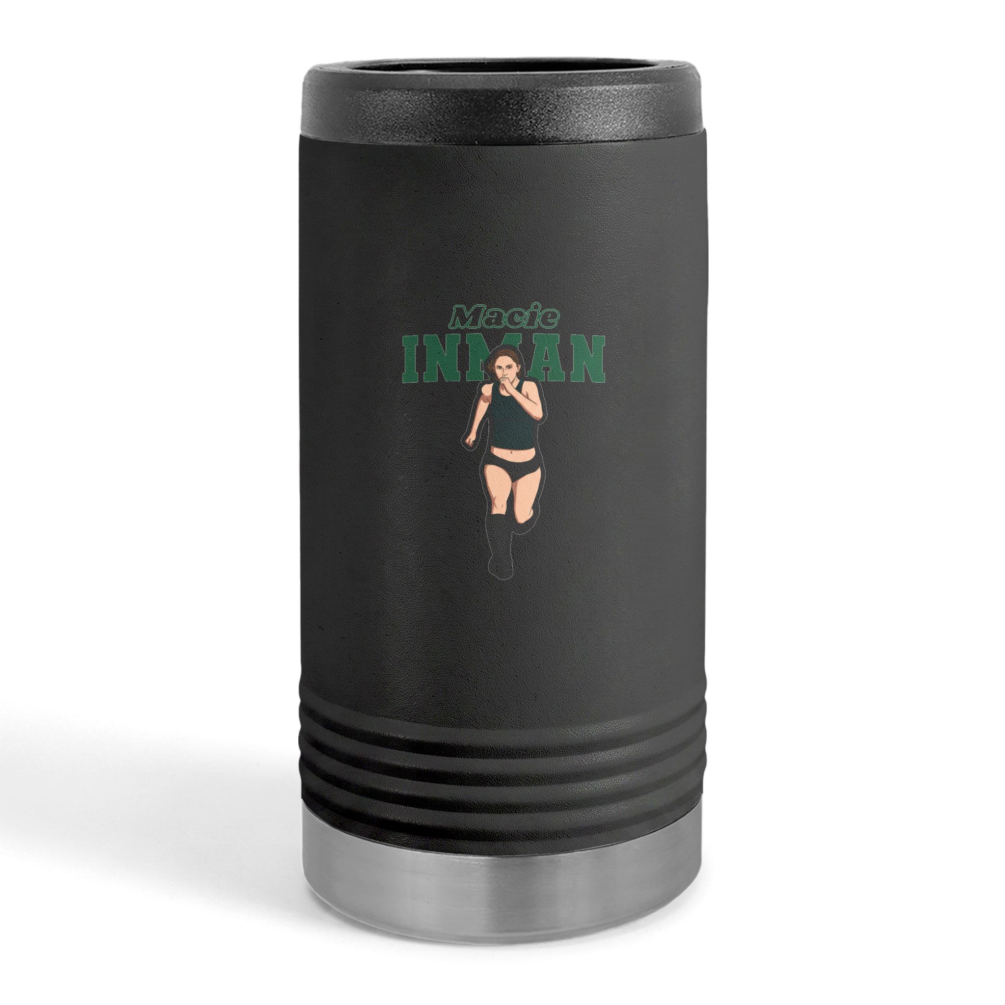 Slim Stainless Can Cooler — character_name_arch in Black