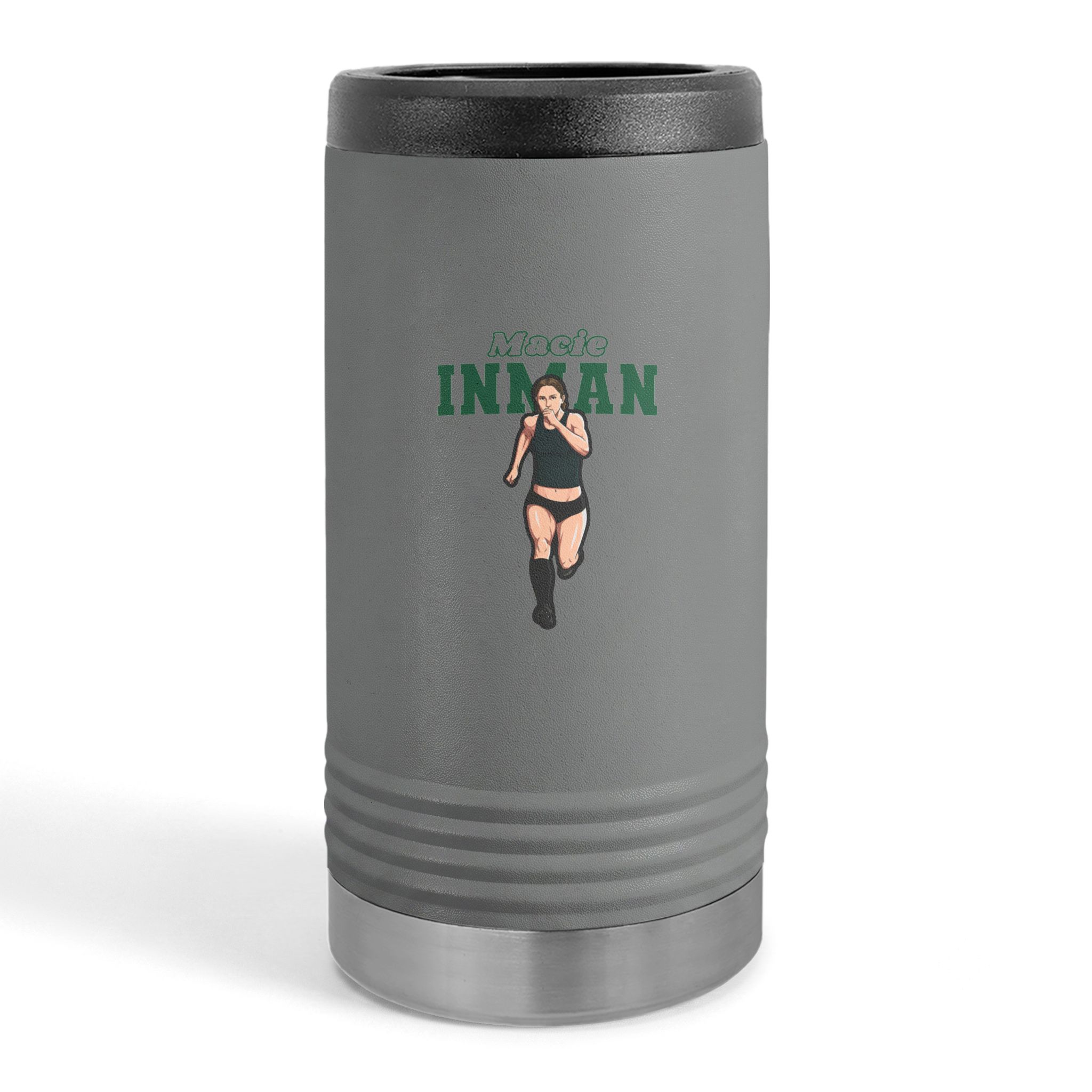 Slim Stainless Can Cooler — character_name_arch in Grey