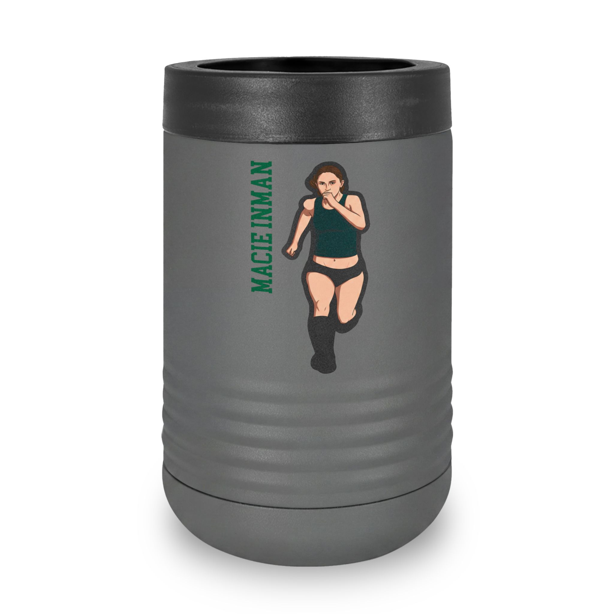 Stainless Can Cooler — character_name_vertical in Grey