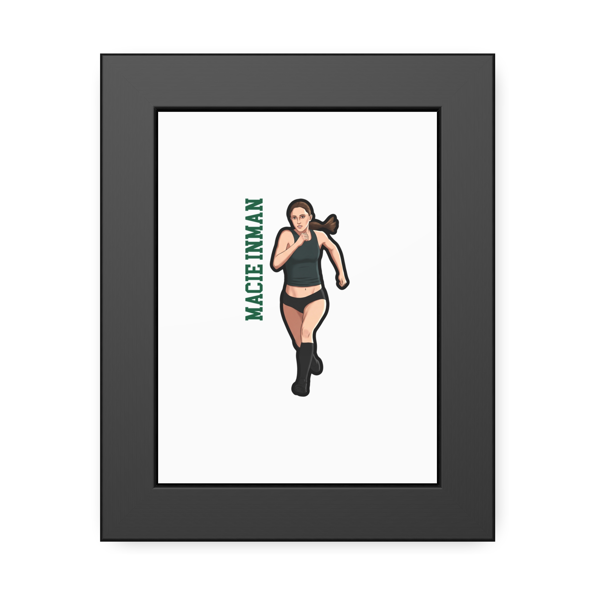 Framed Poster — character_name_vertical in Black