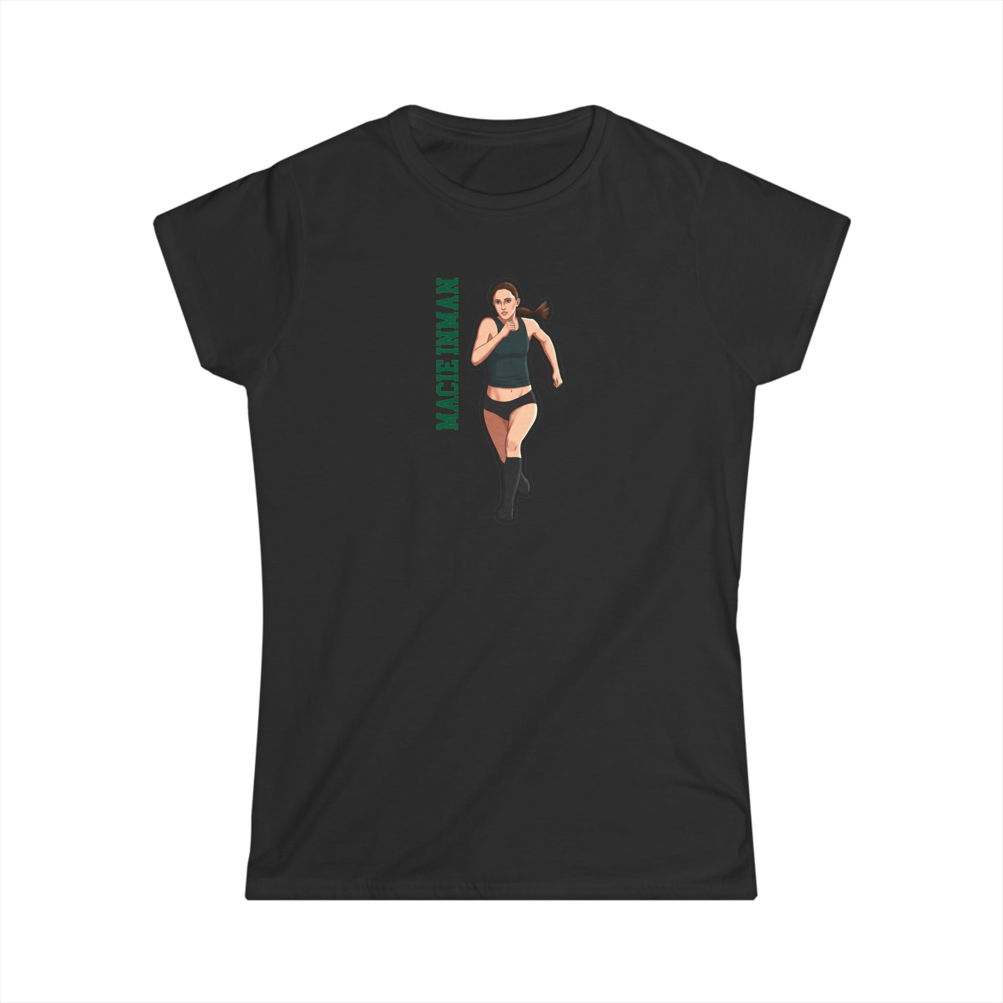 Women's Softstyle Tee — character_name_vertical in Black