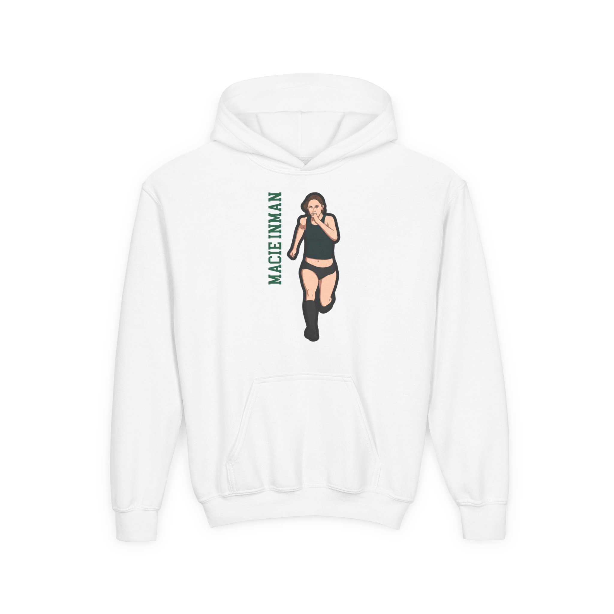 Youth Hoodie — character_name_vertical in White