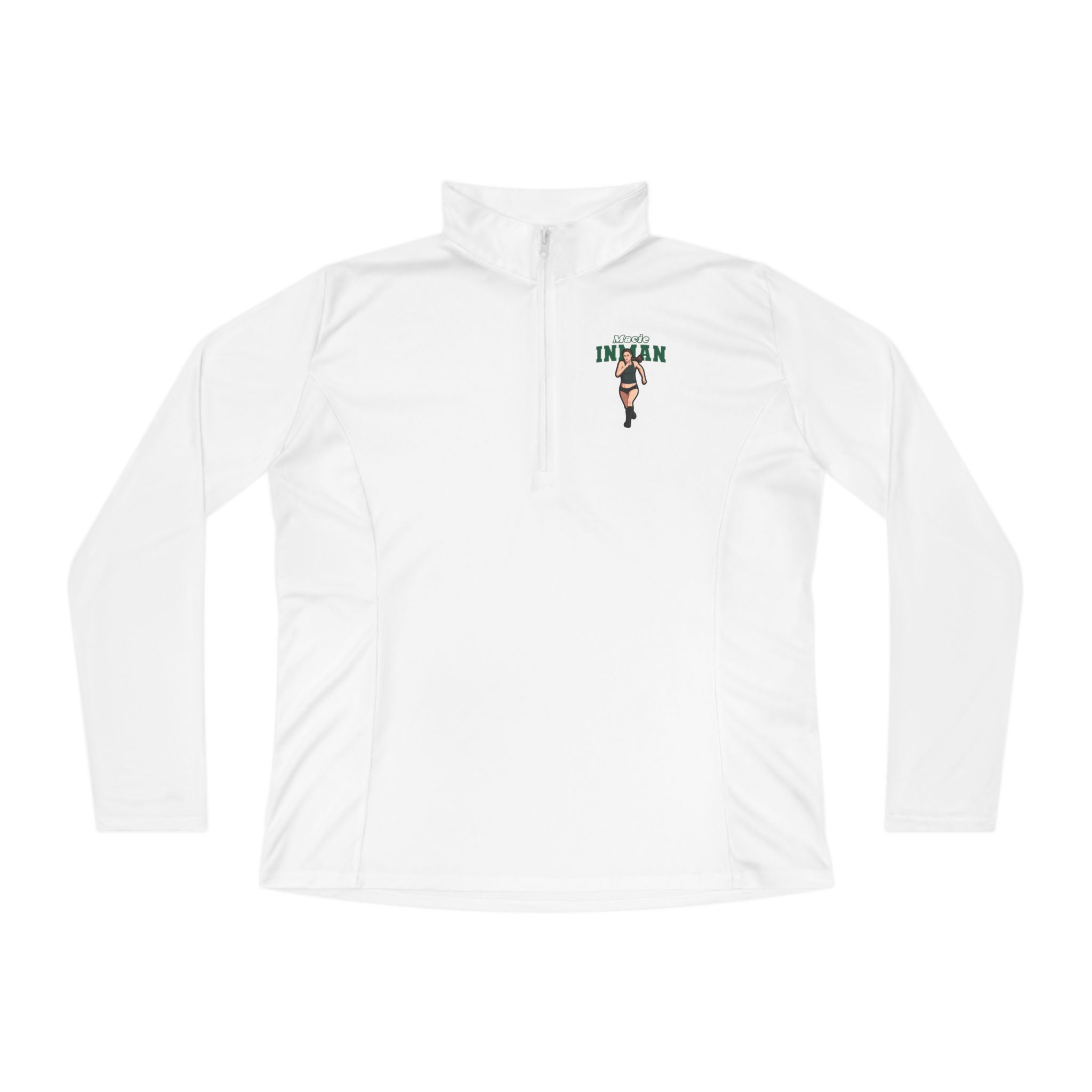 Women's Q-Zip Pullover — character_name_arch in White