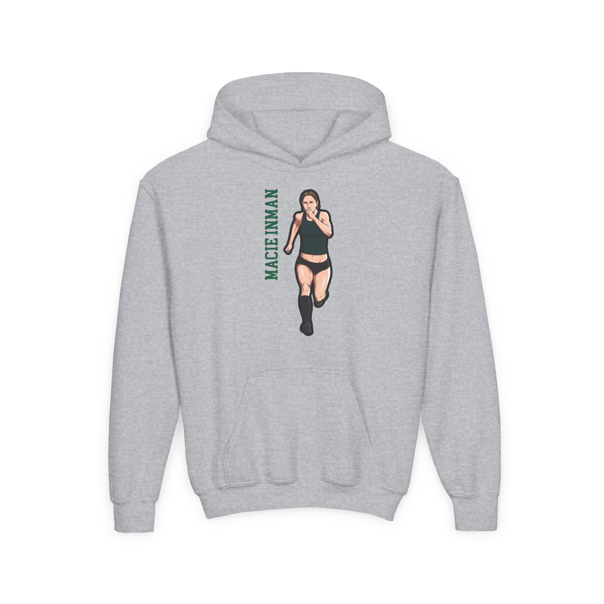 Youth Hoodie — character_name_vertical in Grey