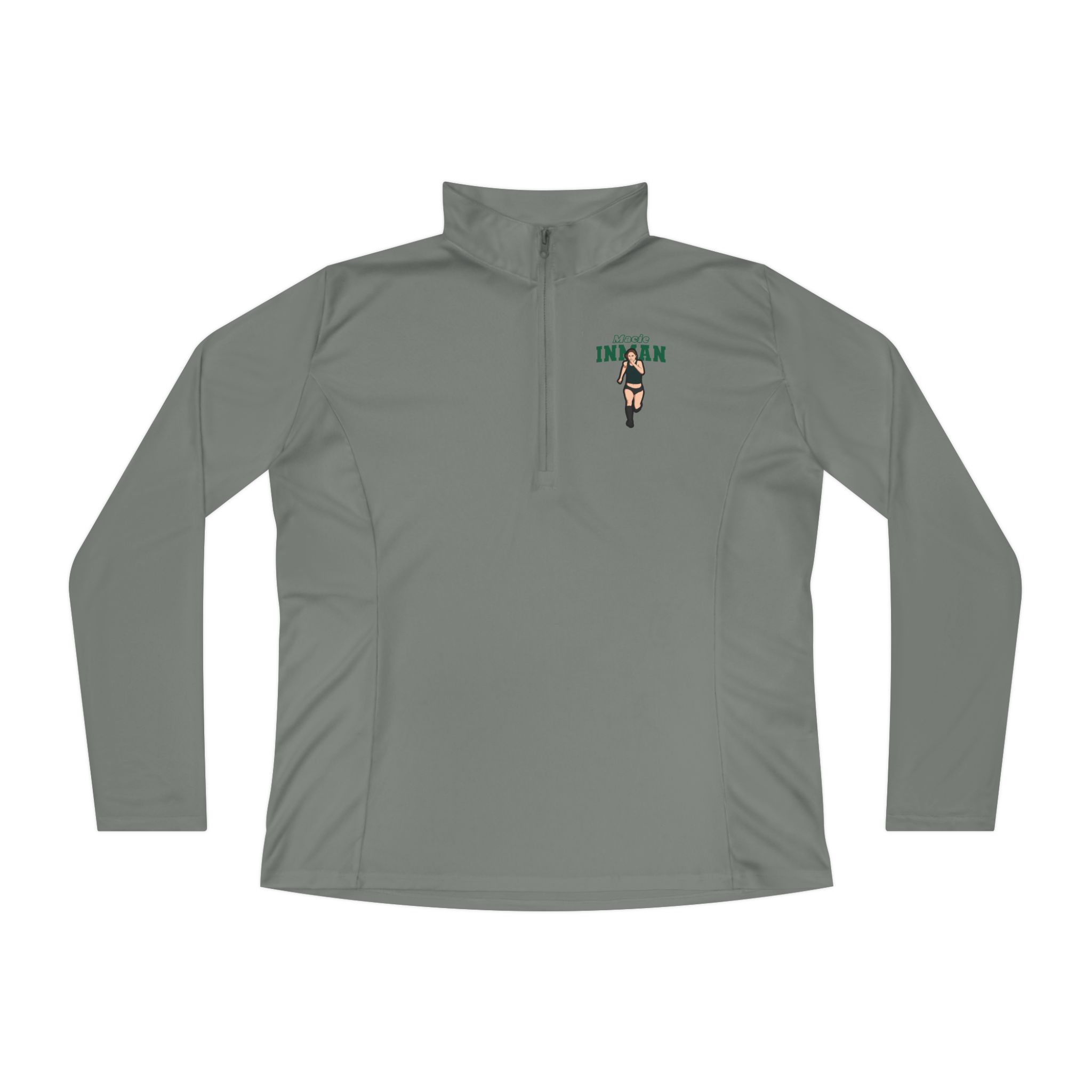 Women's Q-Zip Pullover — character_name_arch in Grey