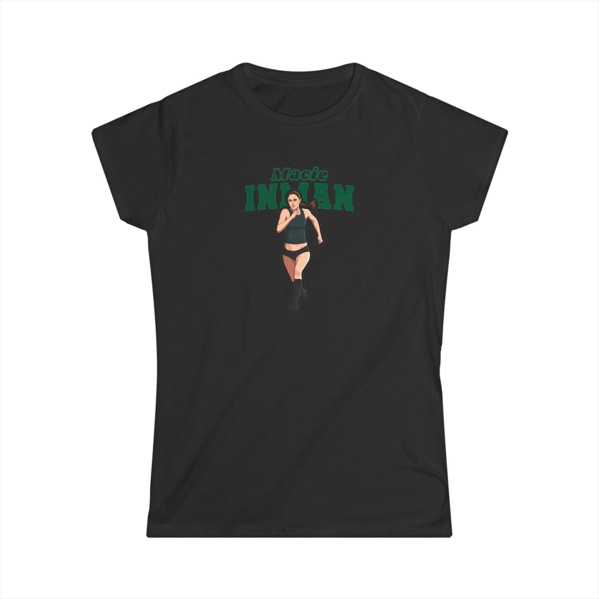 Women's Softstyle Tee — character_name_arch in Black