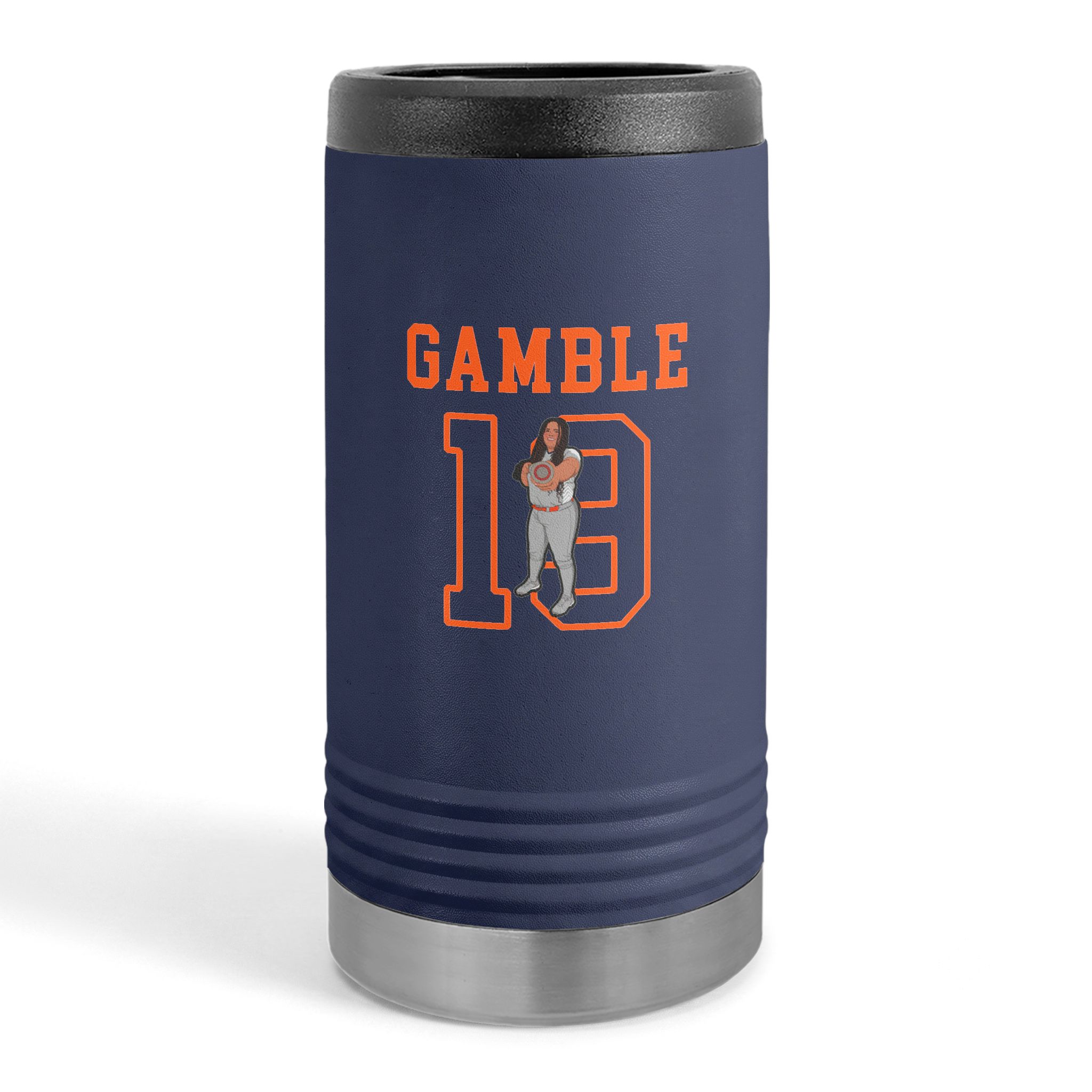 Slim Stainless Can Cooler — character_shirsey in Navy