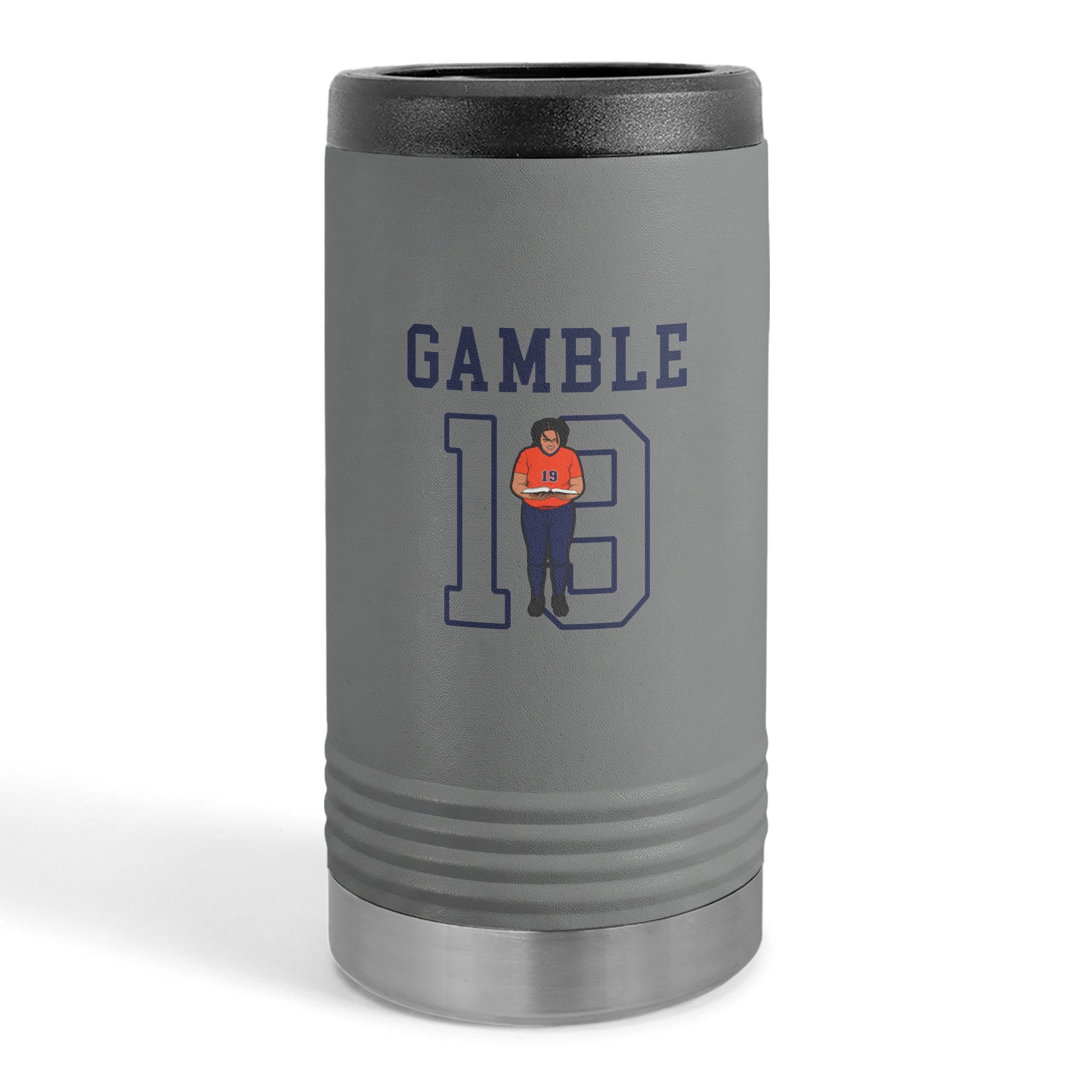 Slim Stainless Can Cooler — character_shirsey in Grey