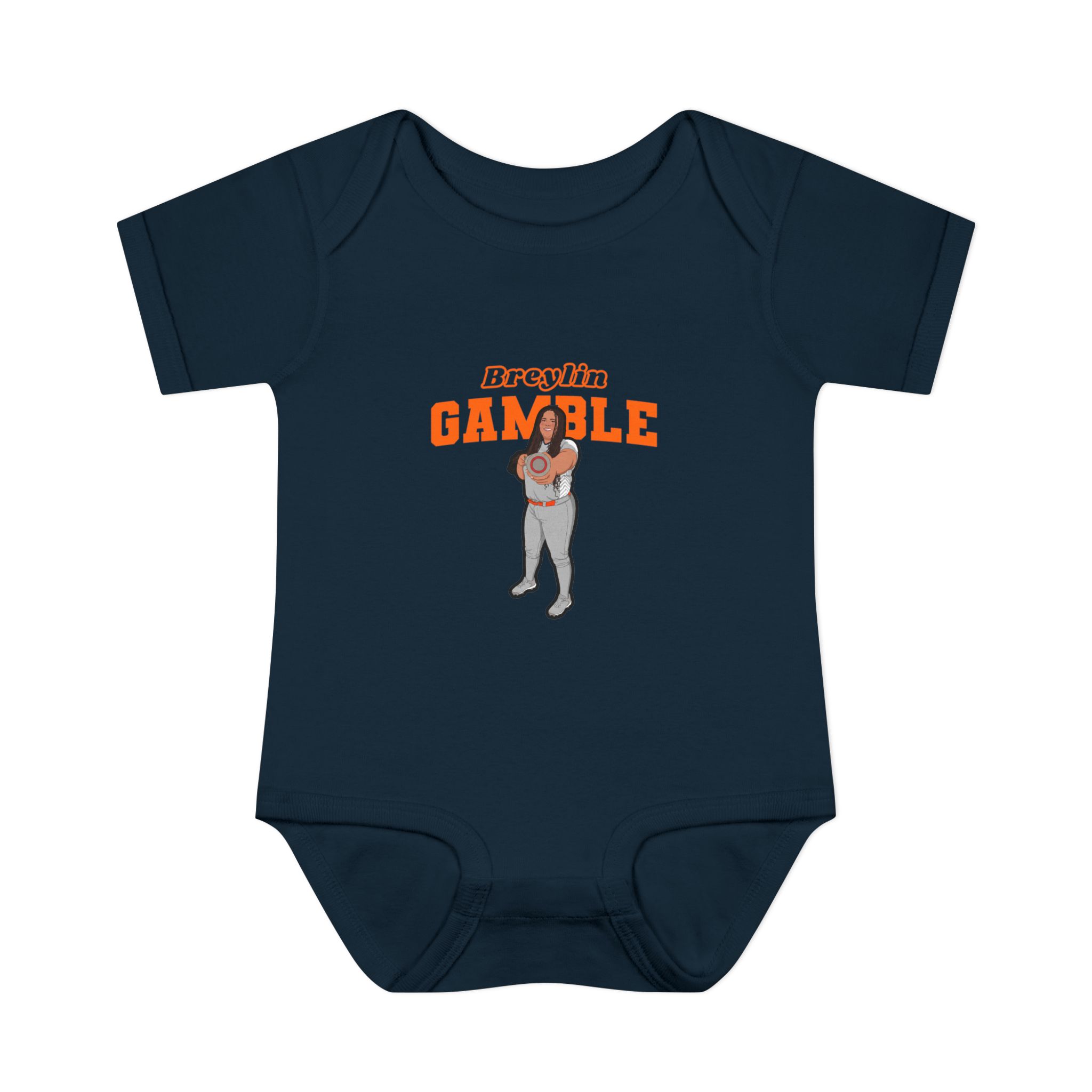 Baby Onesie — character_name_arch in Navy