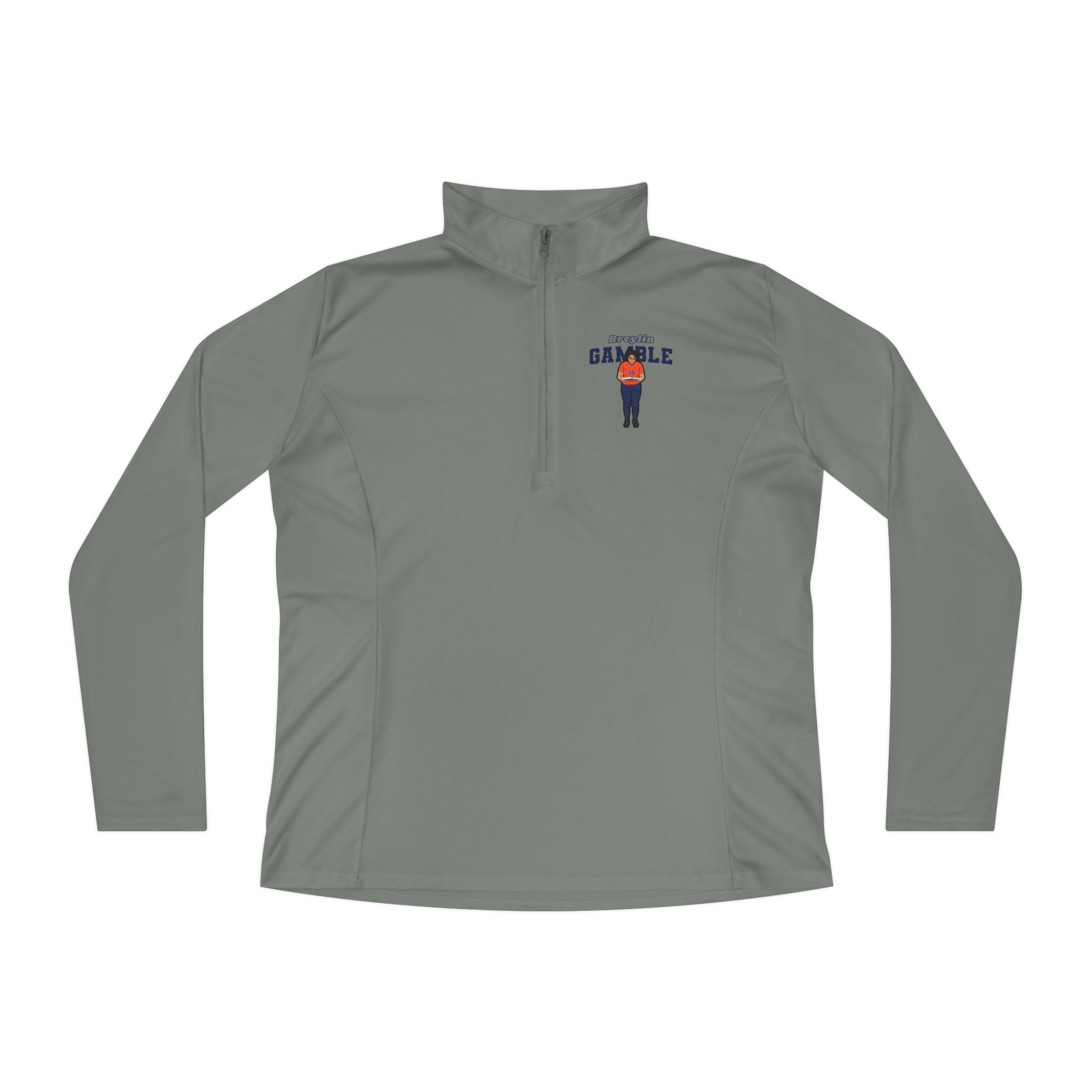 Women's Q-Zip Pullover — character_name_arch in Grey