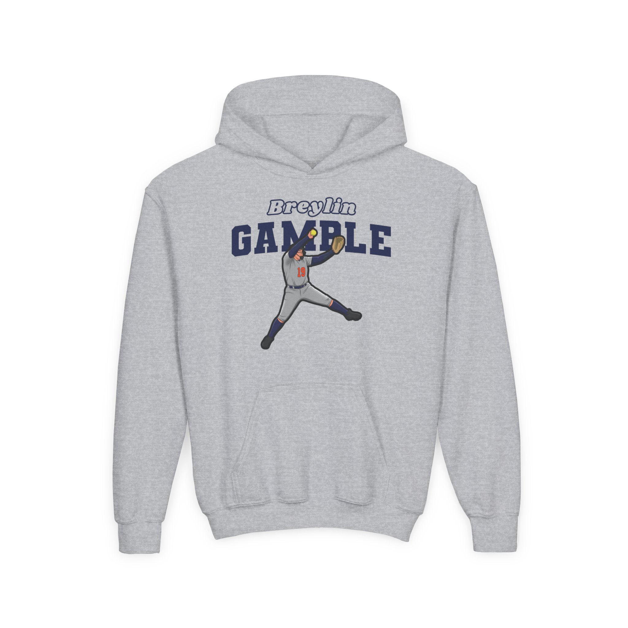 Youth Hoodie — character_name_arch in Grey