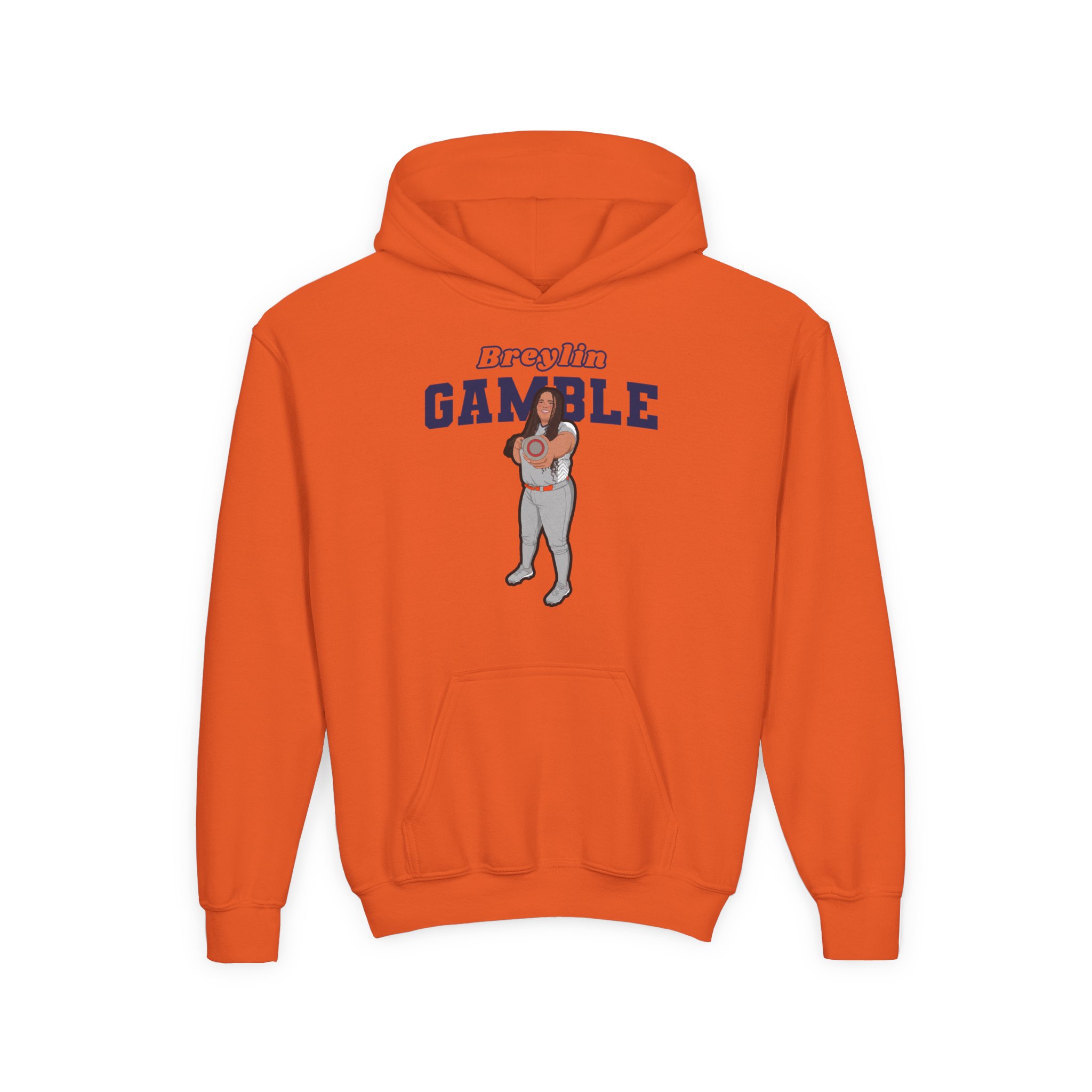 Youth Hoodie — character_name_arch in Orange