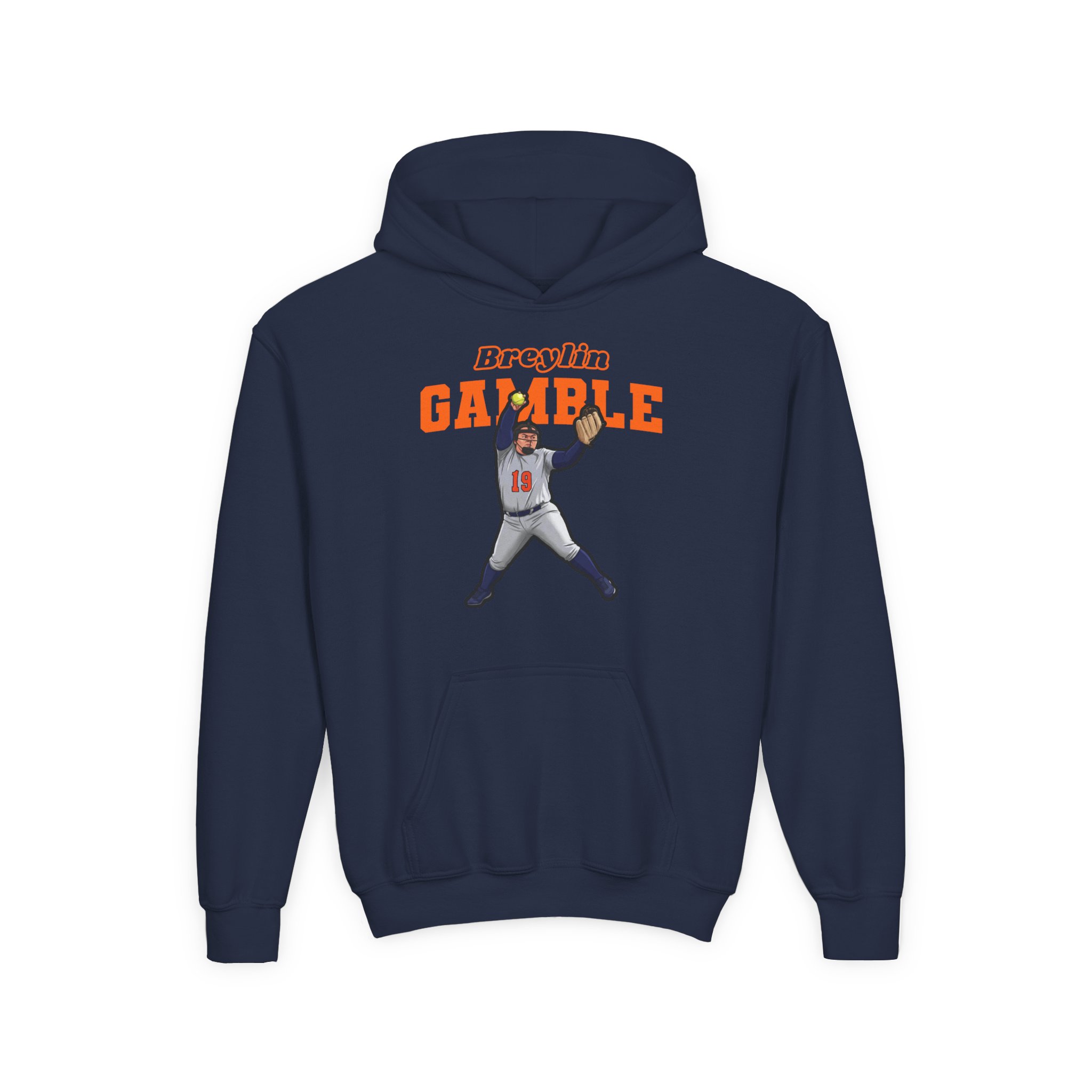 Youth Hoodie — character_name_arch in Navy
