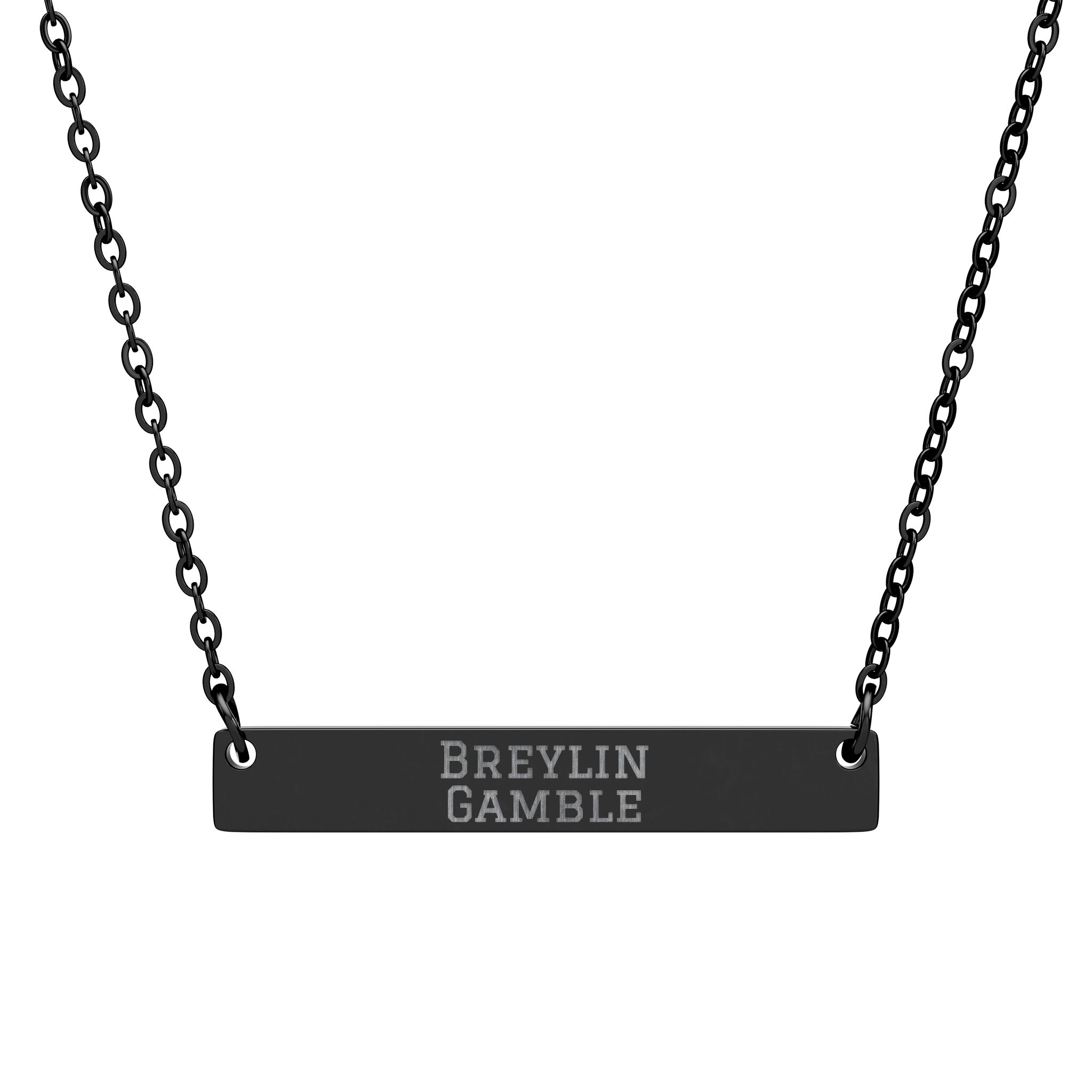 Engraved Bar Necklace — Classic in Black