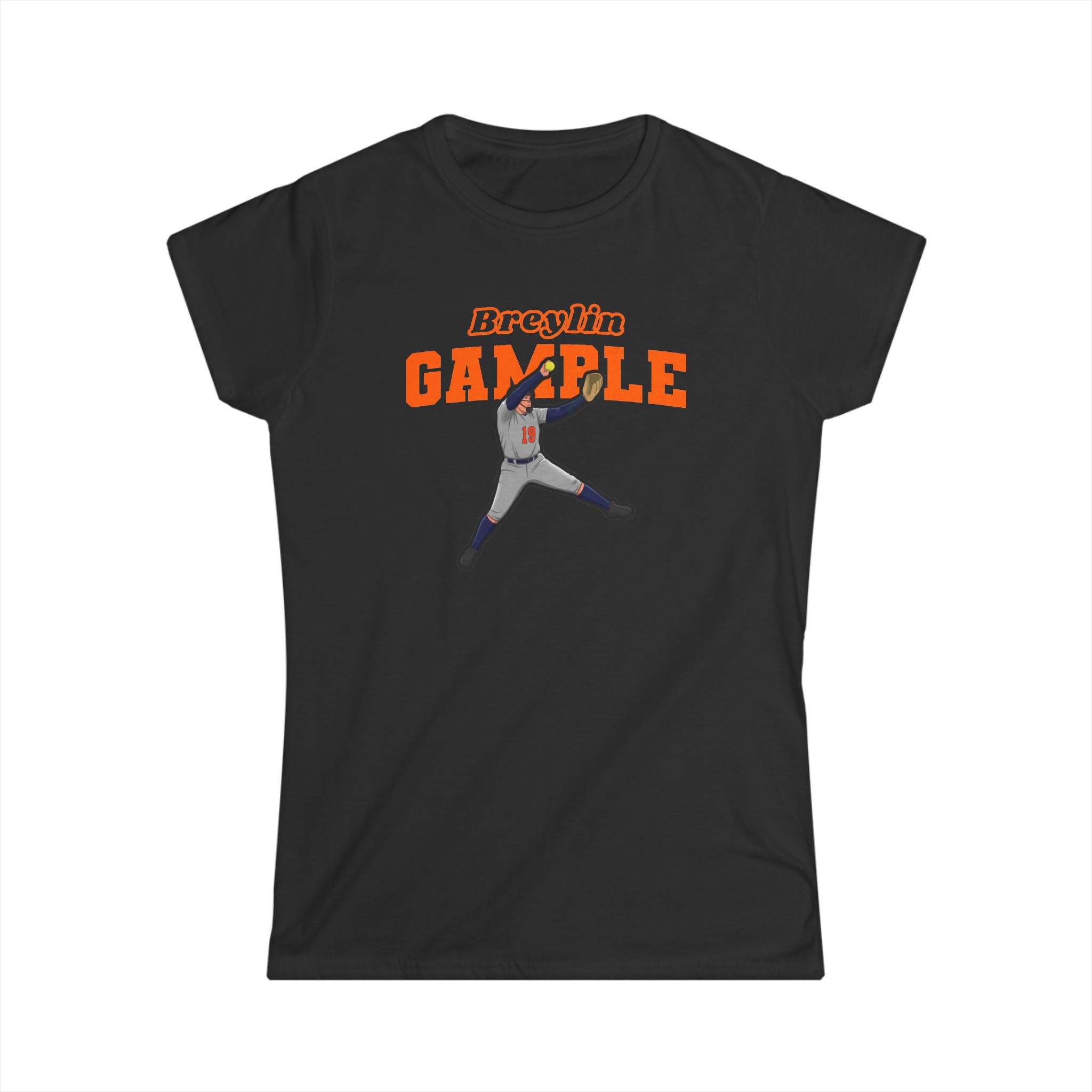 Women's Softstyle Tee — character_name_arch in Black